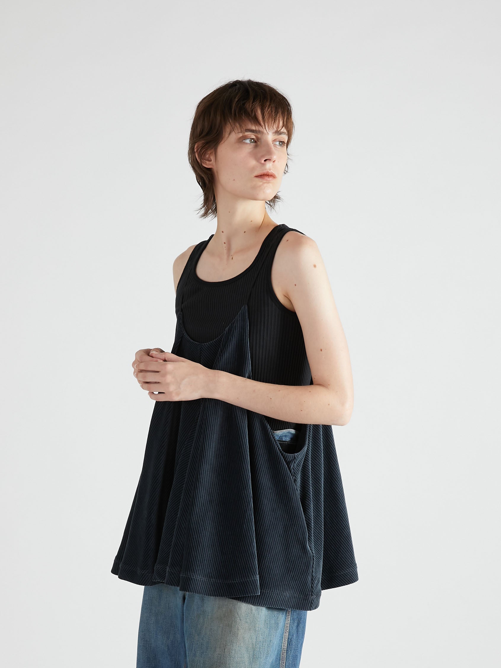 velvet border camisole|BLACK