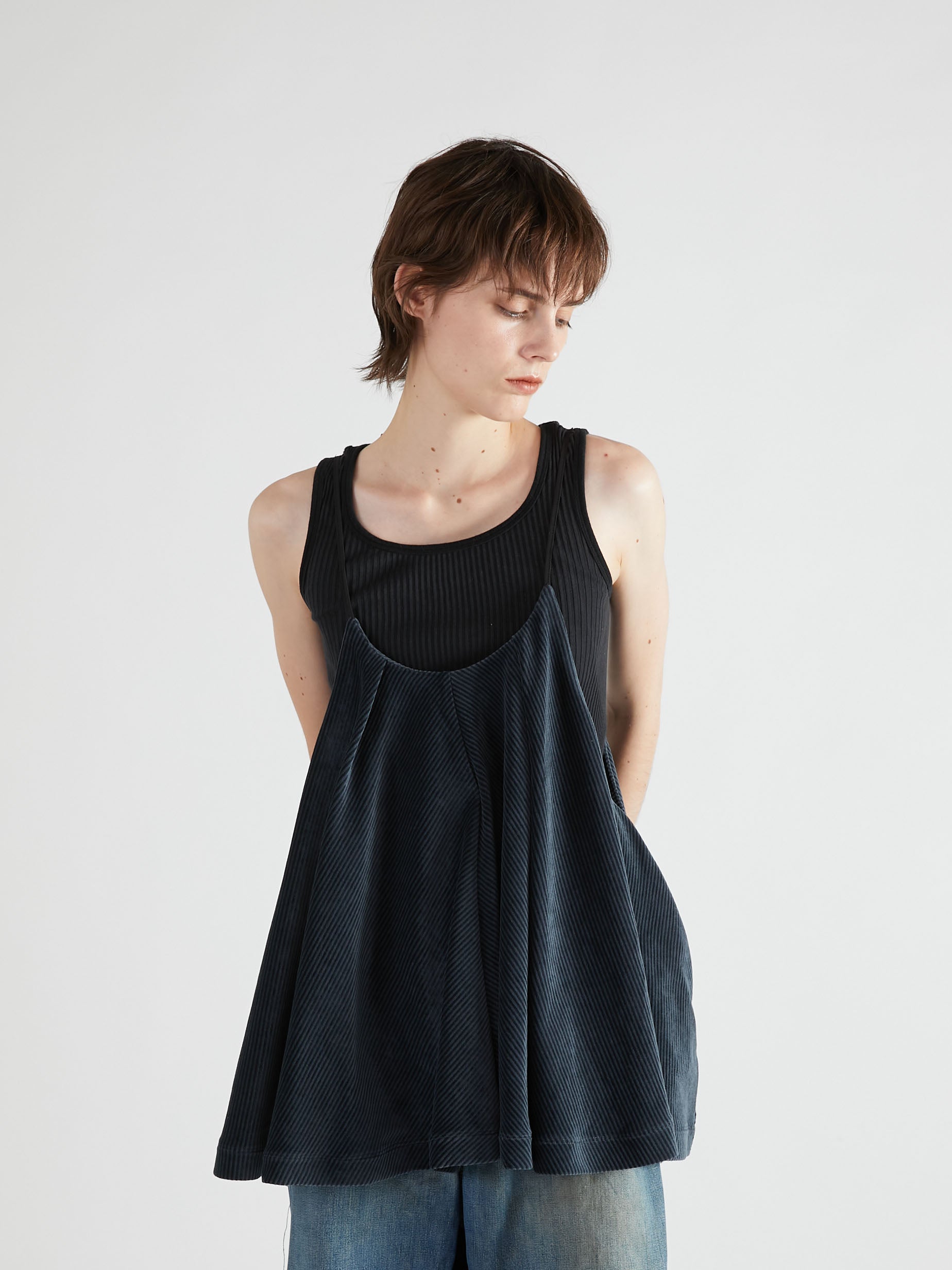 velvet border camisole|BLACK