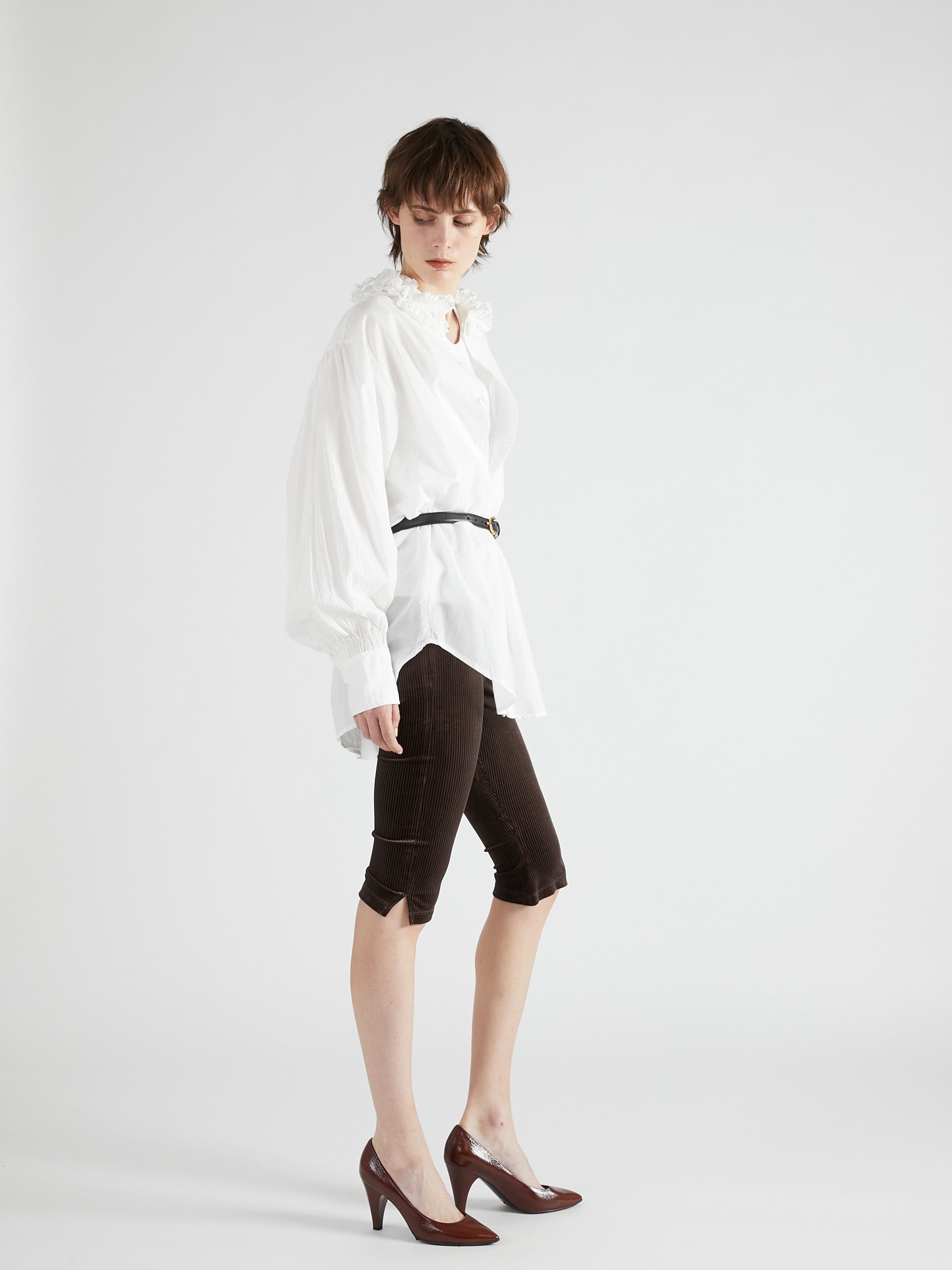cotton frill collar shirts|WHITE