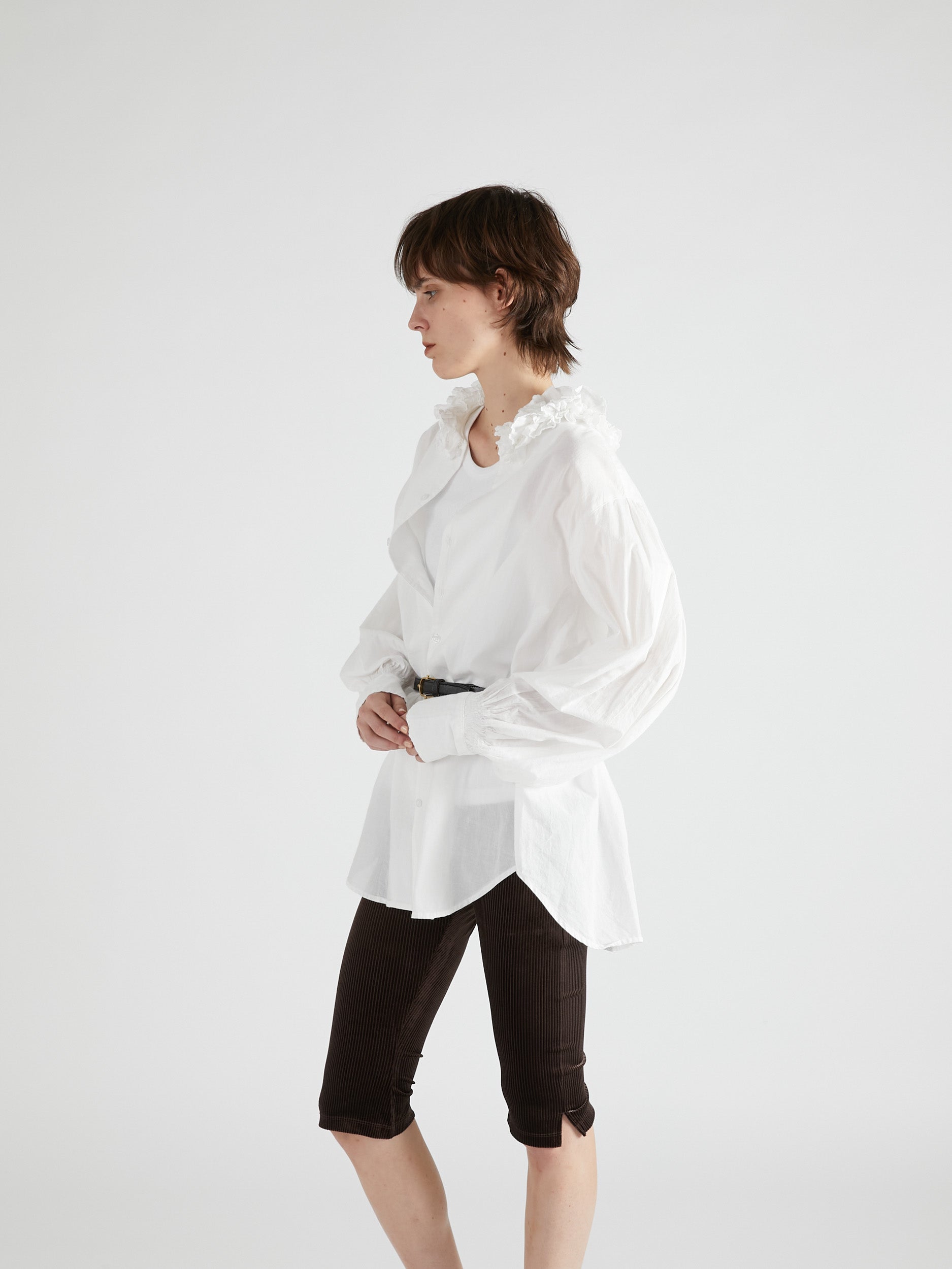 cotton frill collar shirts|WHITE