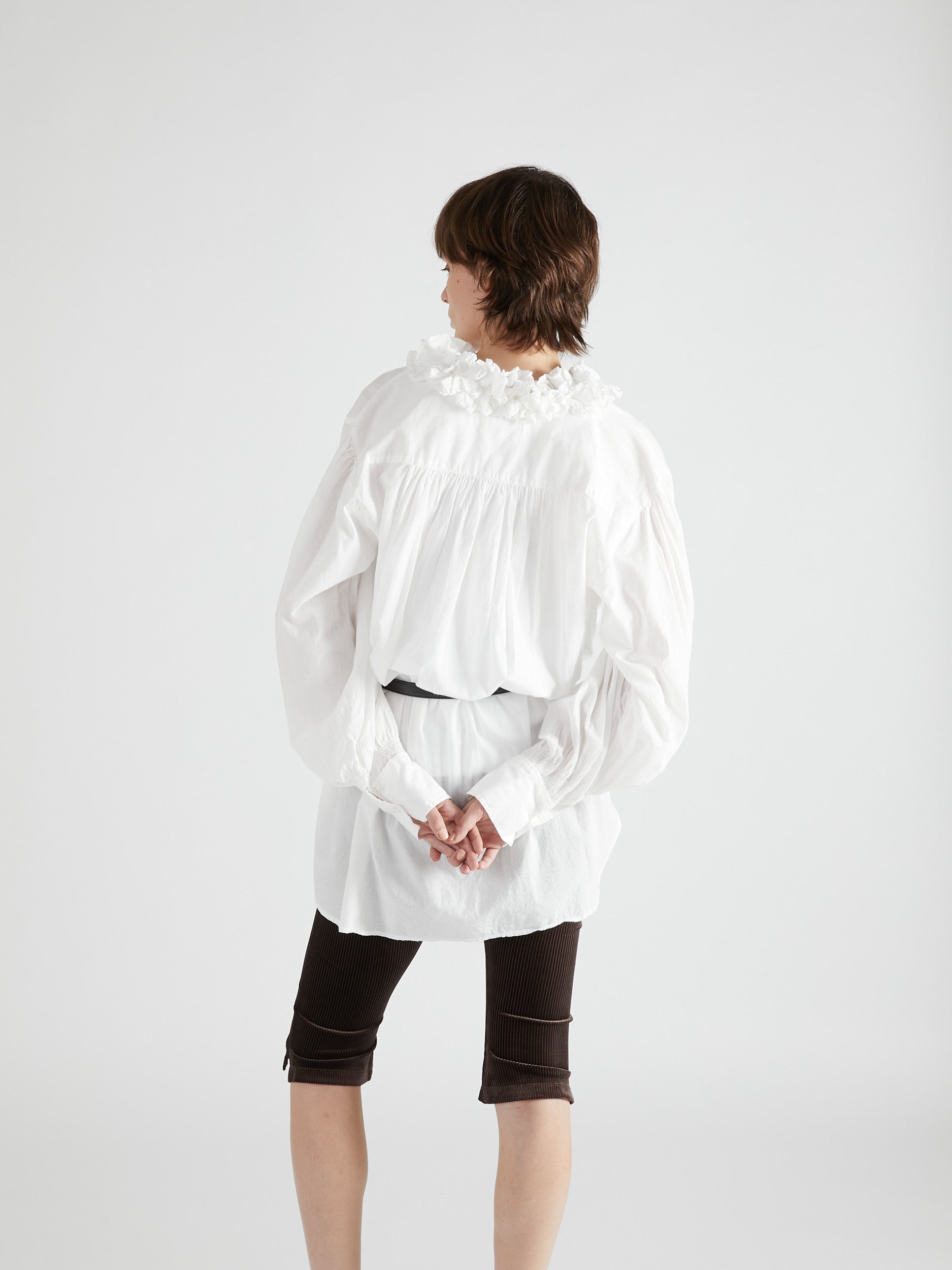 cotton frill collar shirts|WHITE