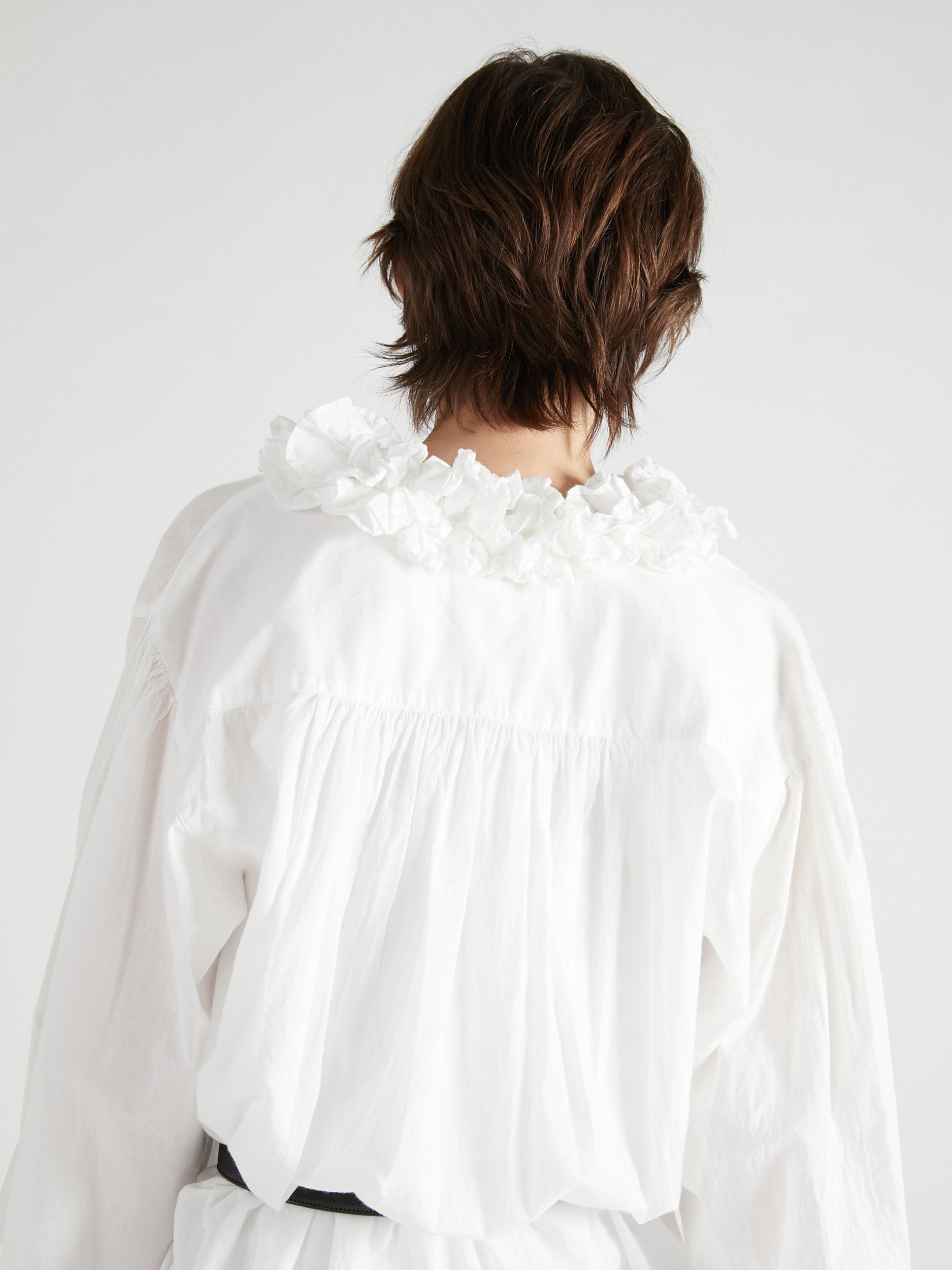 cotton frill collar shirts|WHITE