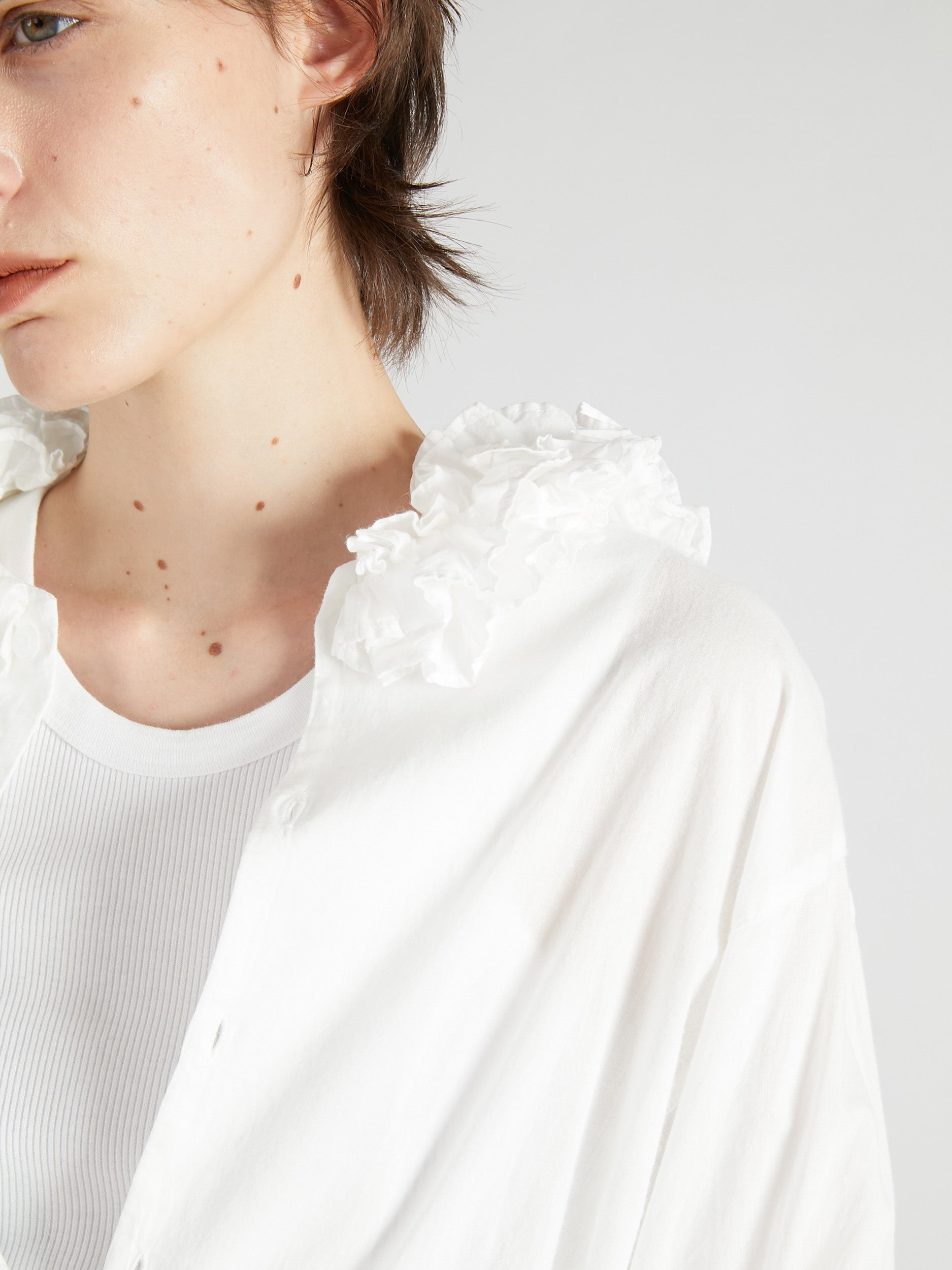 cotton frill collar shirts|WHITE