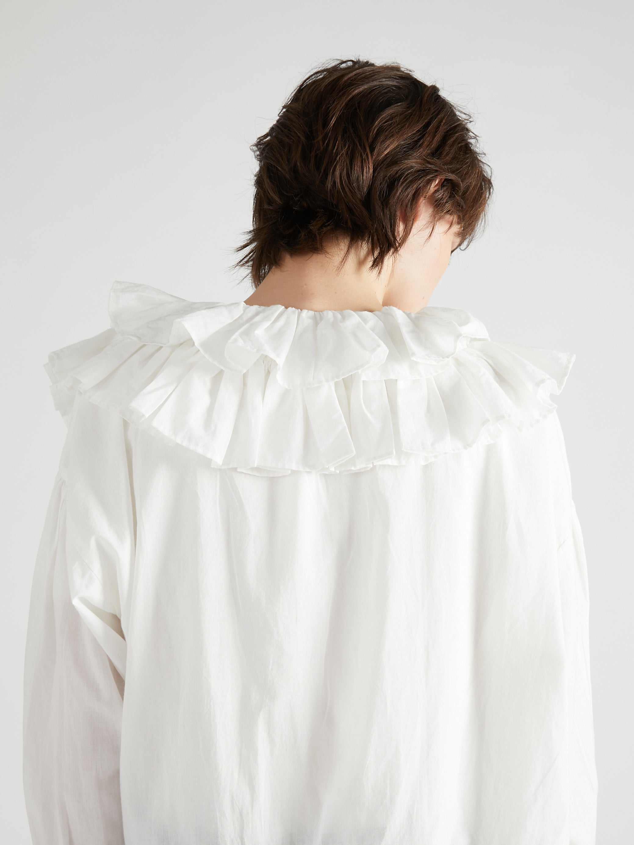 frill poncho L/S blouse|WHITE