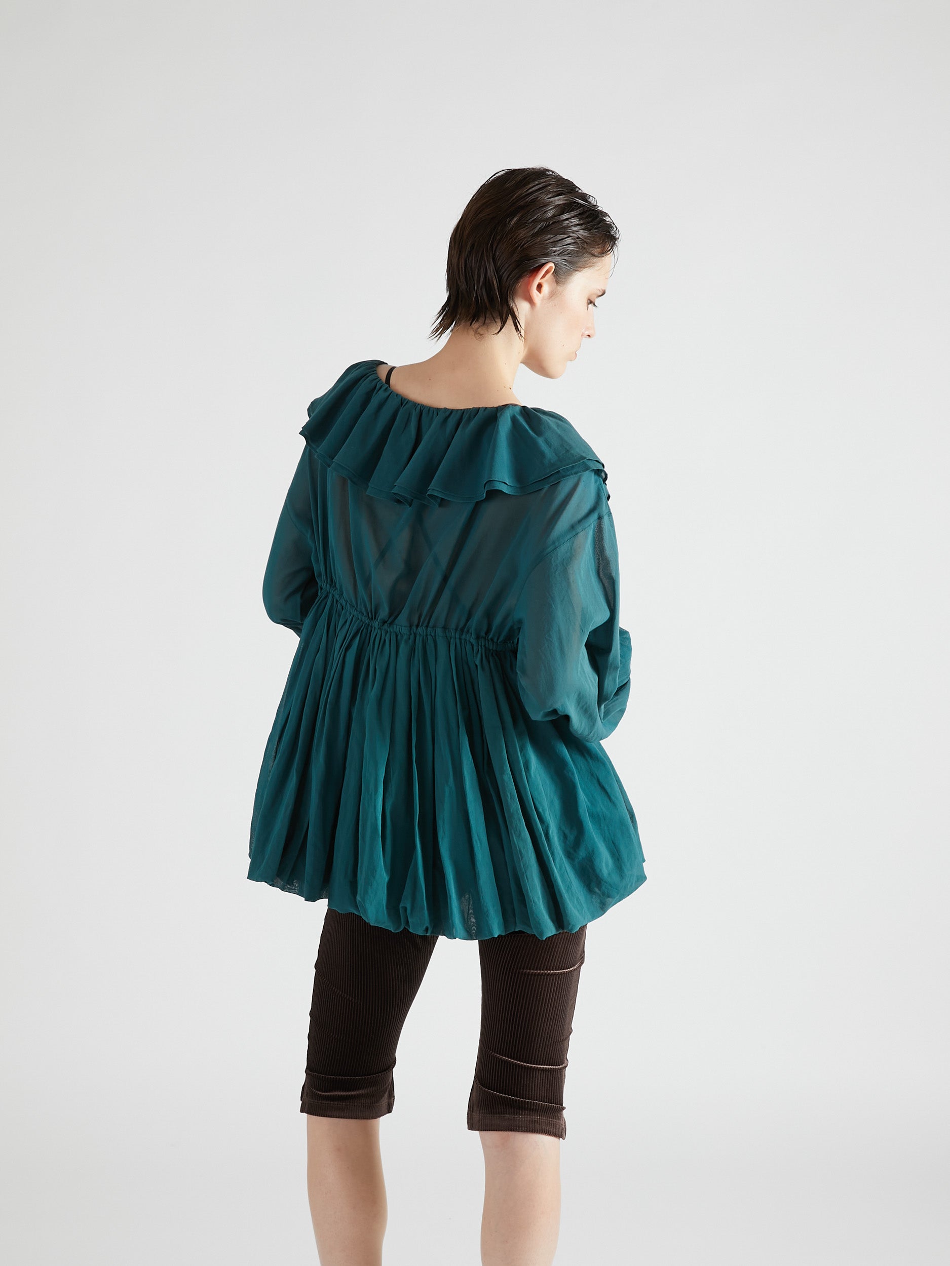 frill balloon blouse|GREEN