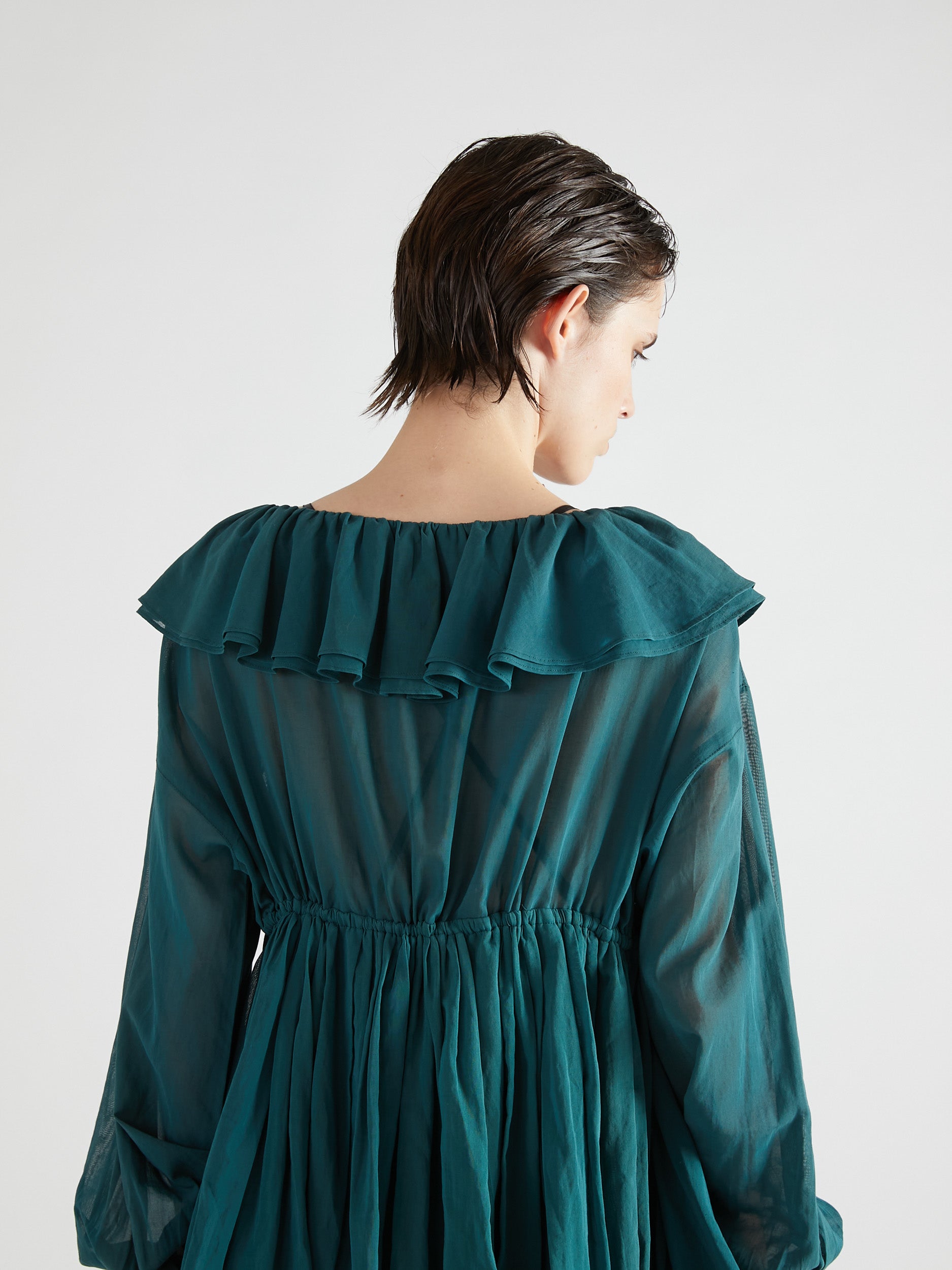 frill balloon blouse|GREEN