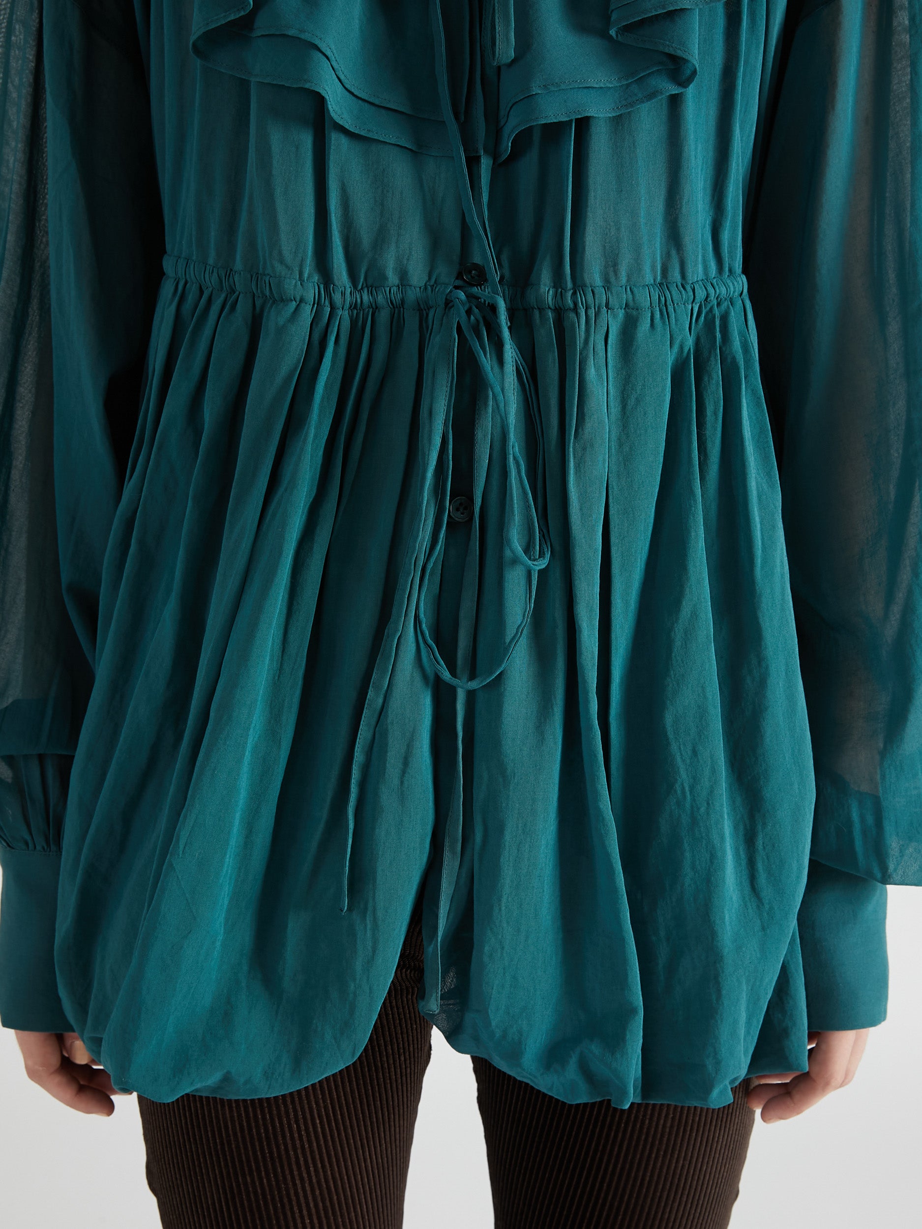 frill balloon blouse|GREEN