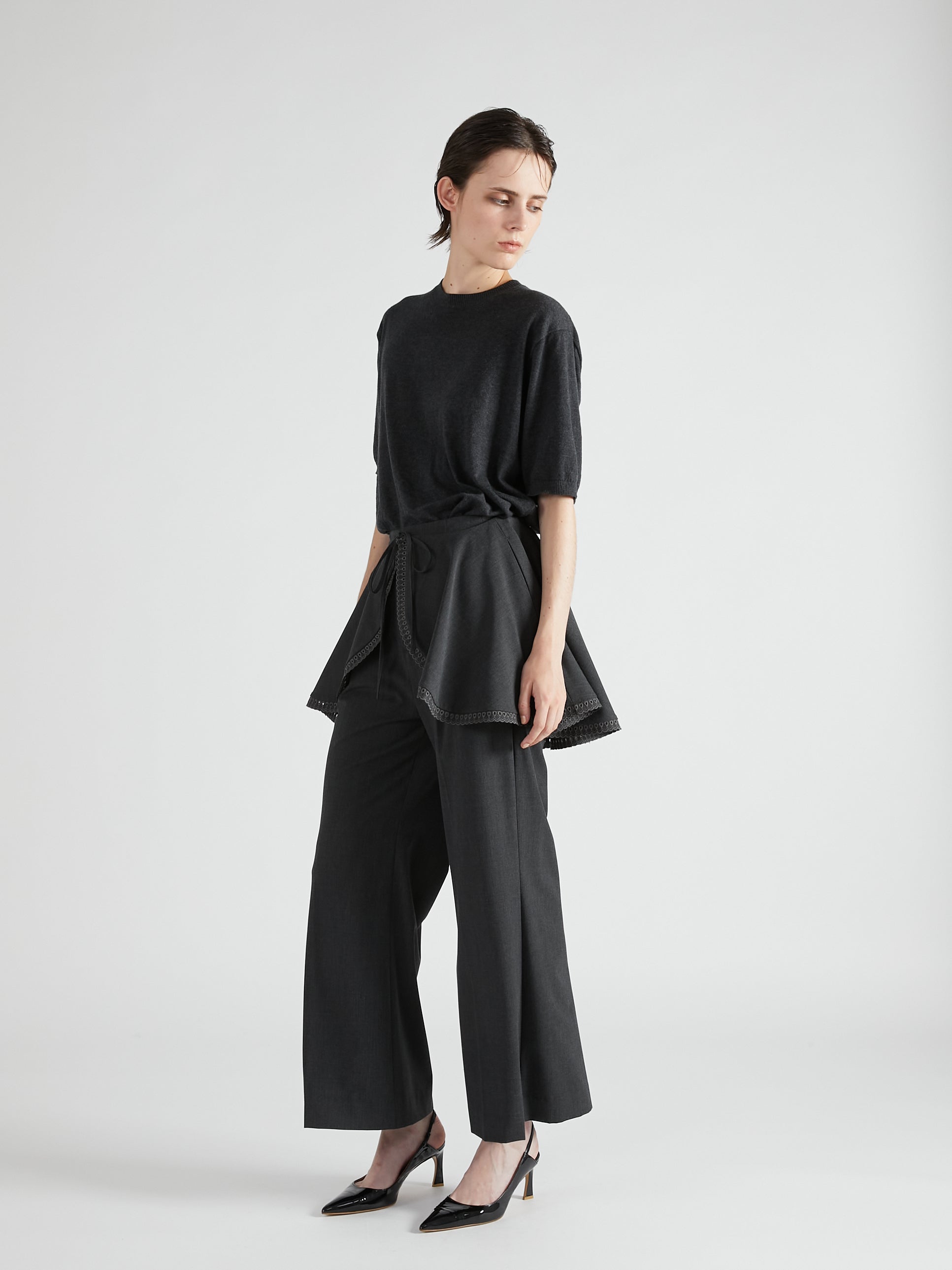 scallop cape set pants|BLACK
