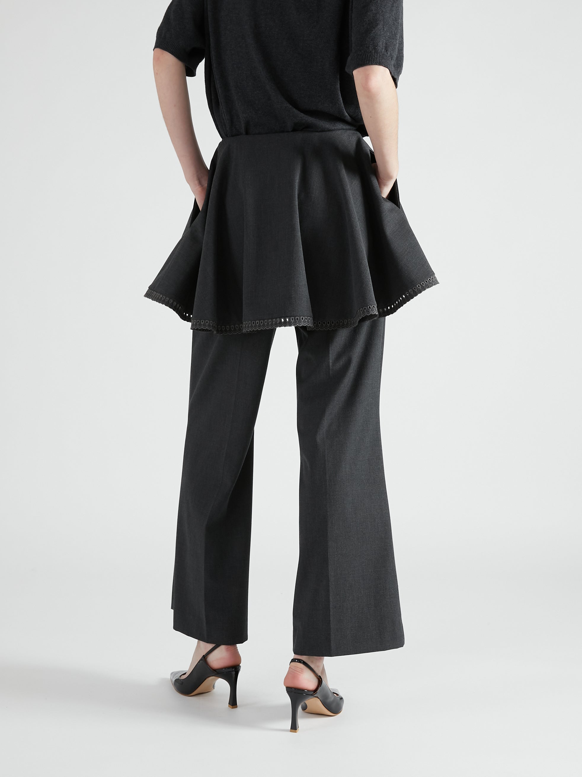scallop cape set pants|GRAY