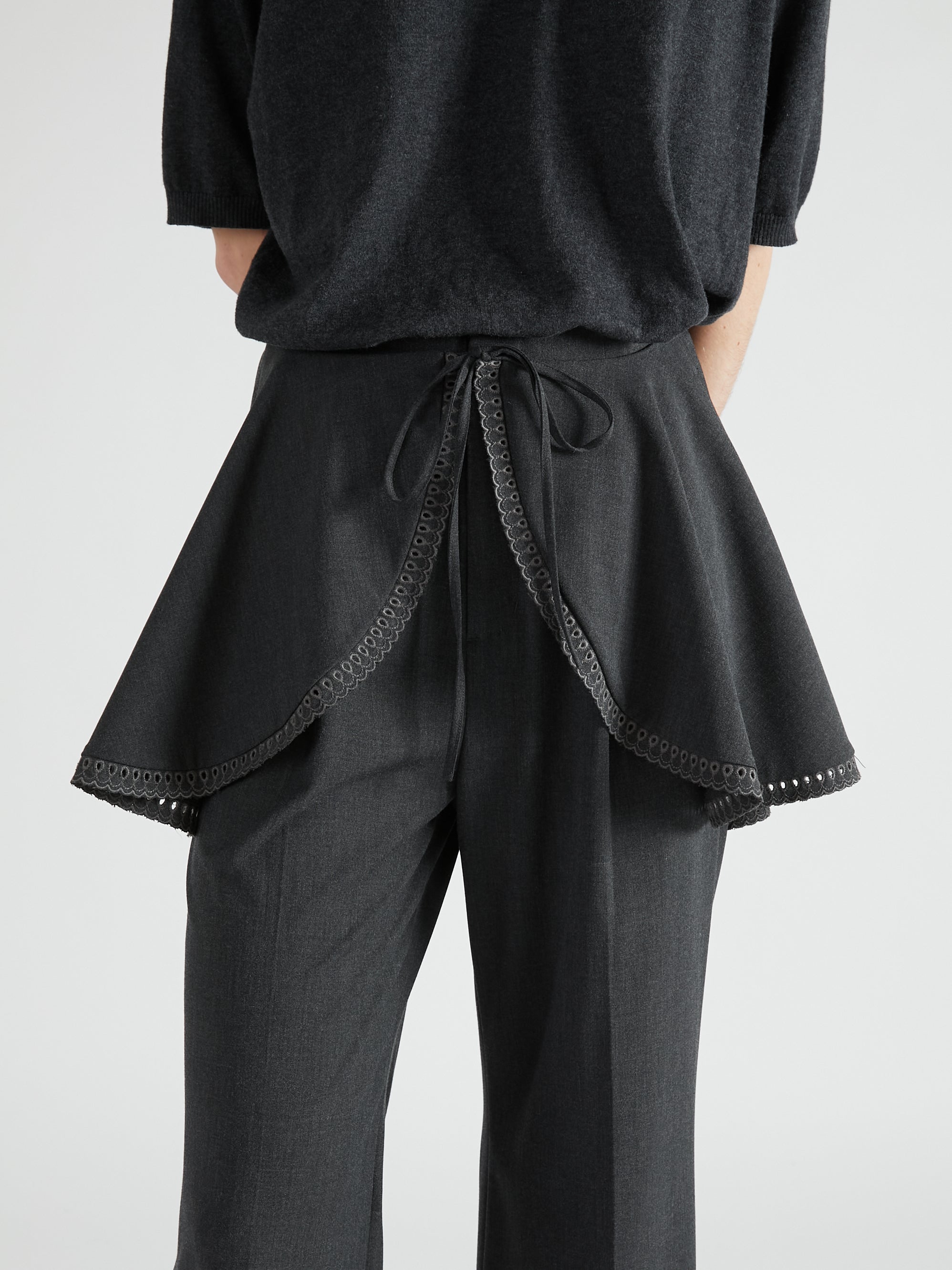 scallop cape set pants|GRAY