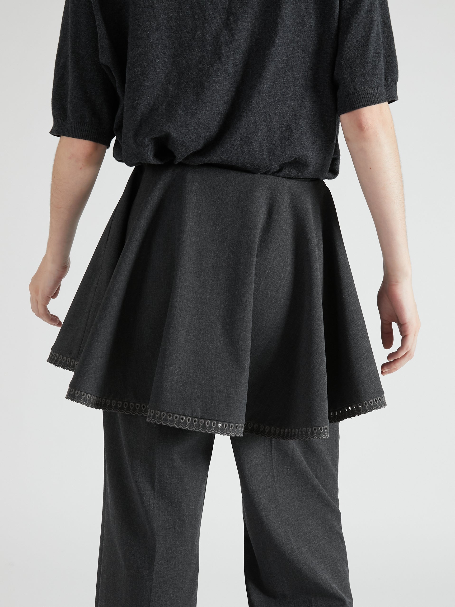 scallop cape set pants|GRAY