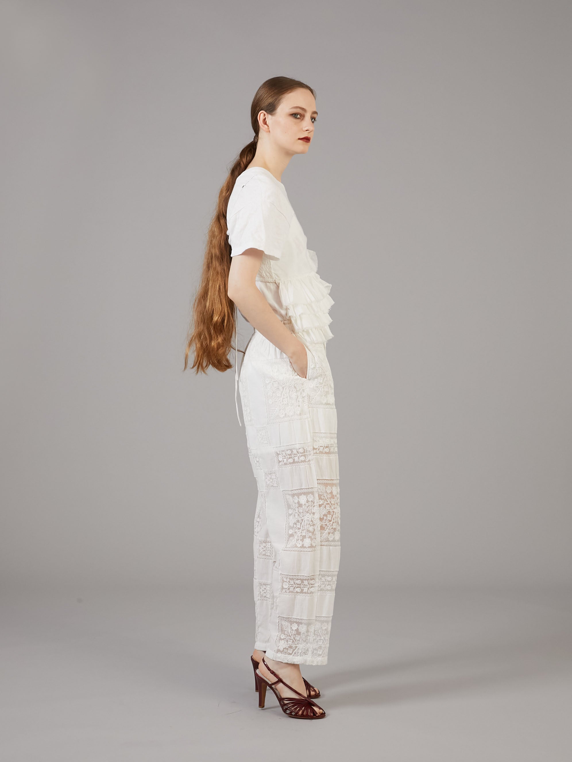 asymmetry flower cami|WHITE