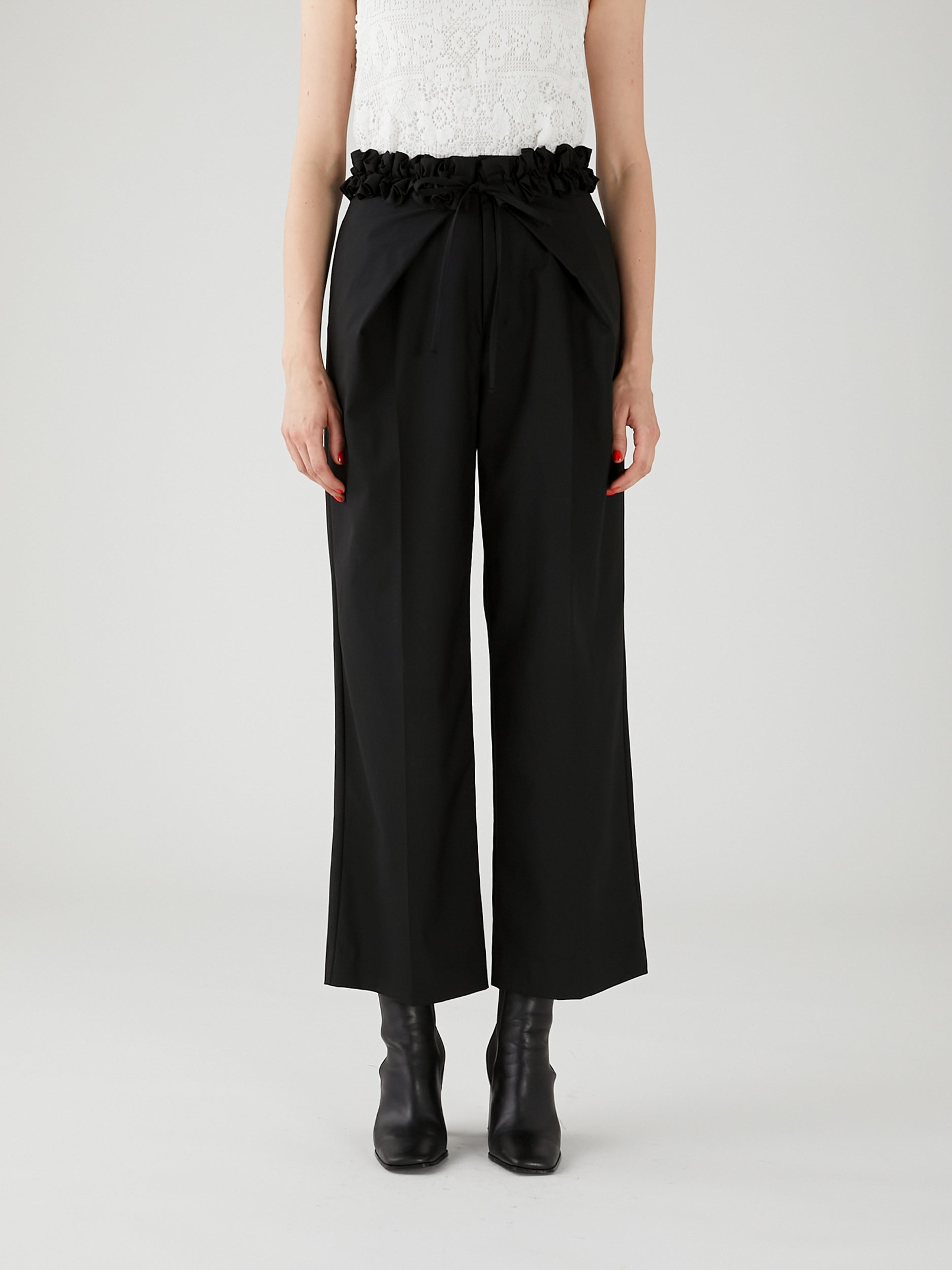frill belt trousers|GRAY
