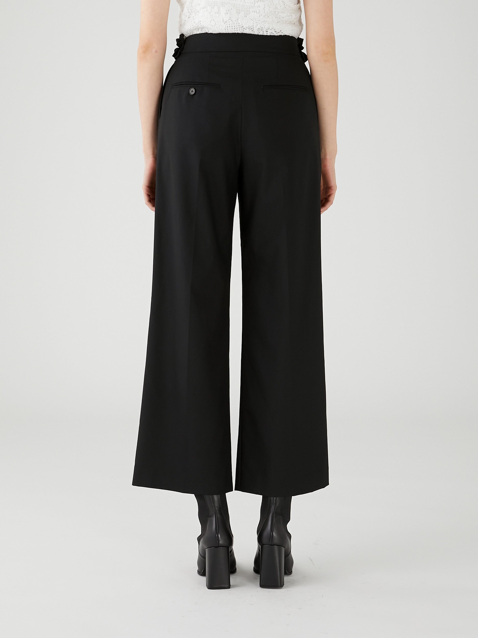 frill belt trousers|BLACK