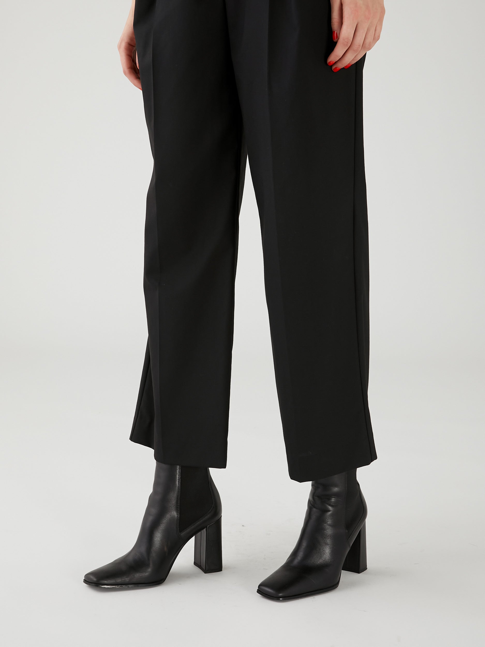 frill belt trousers|BLACK