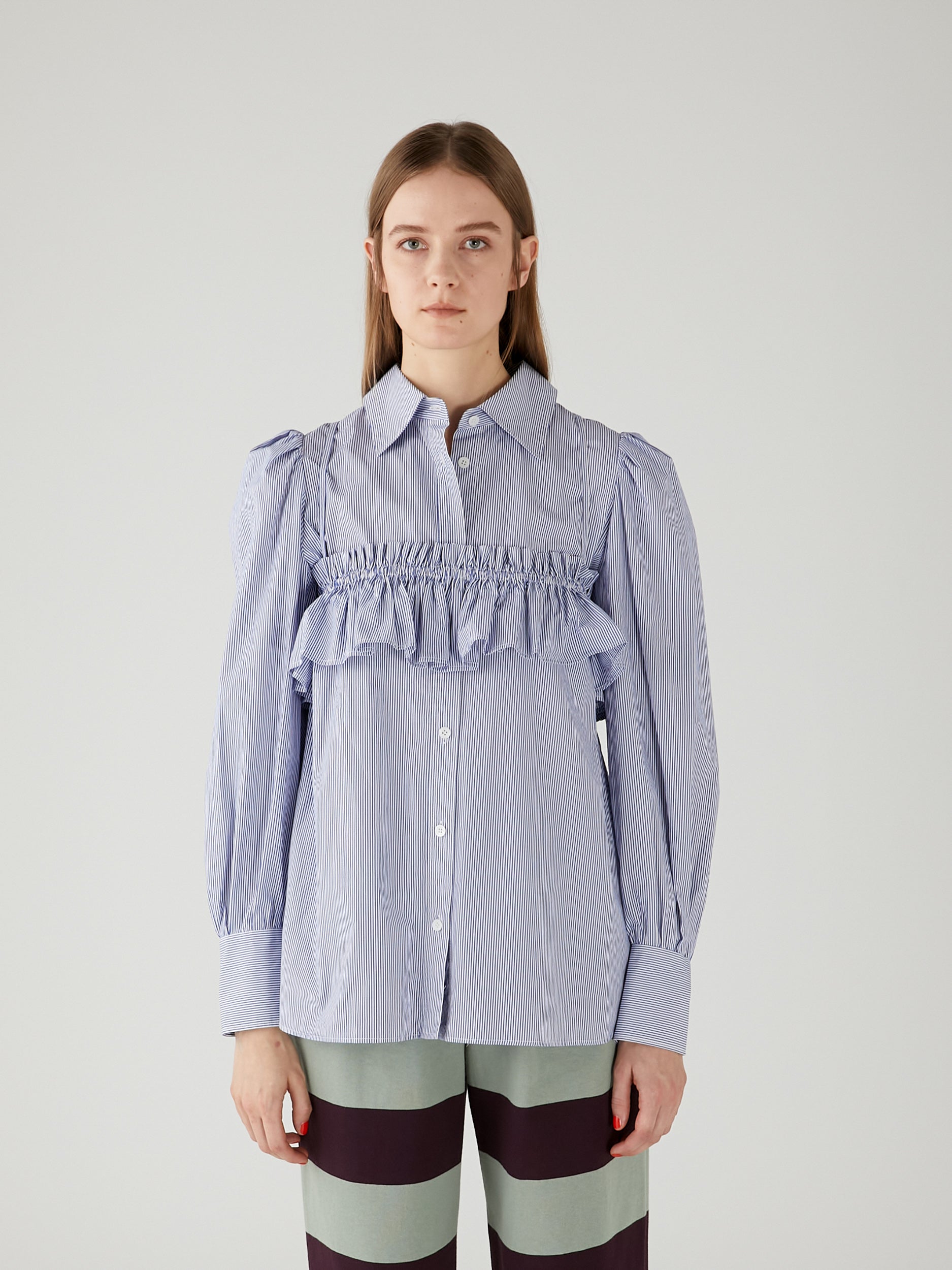 gathered cami puff sleeve shirts|WHITE