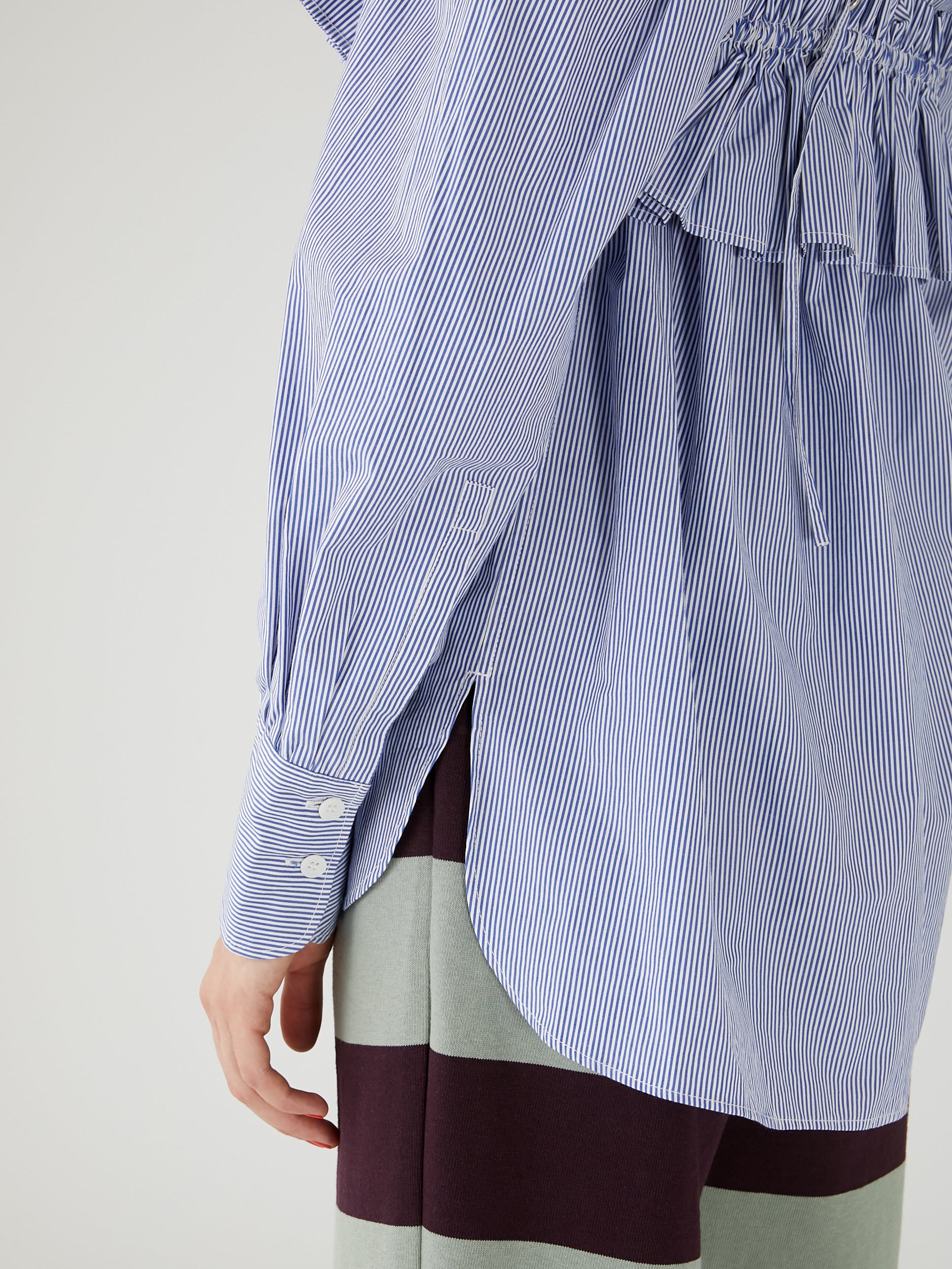 gathered cami puff sleeve shirts |BLUE