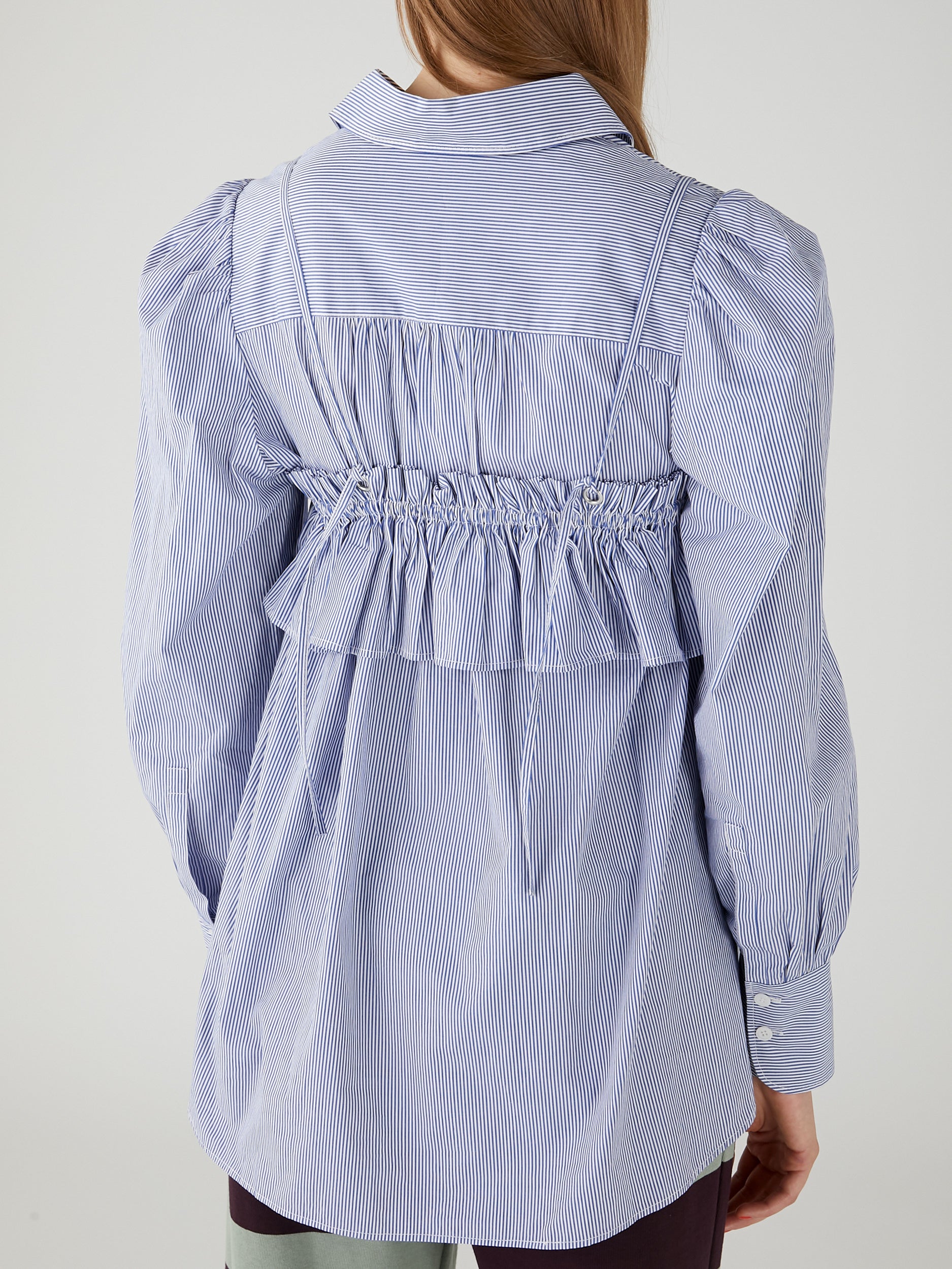 gathered cami puff sleeve shirts |BLUE