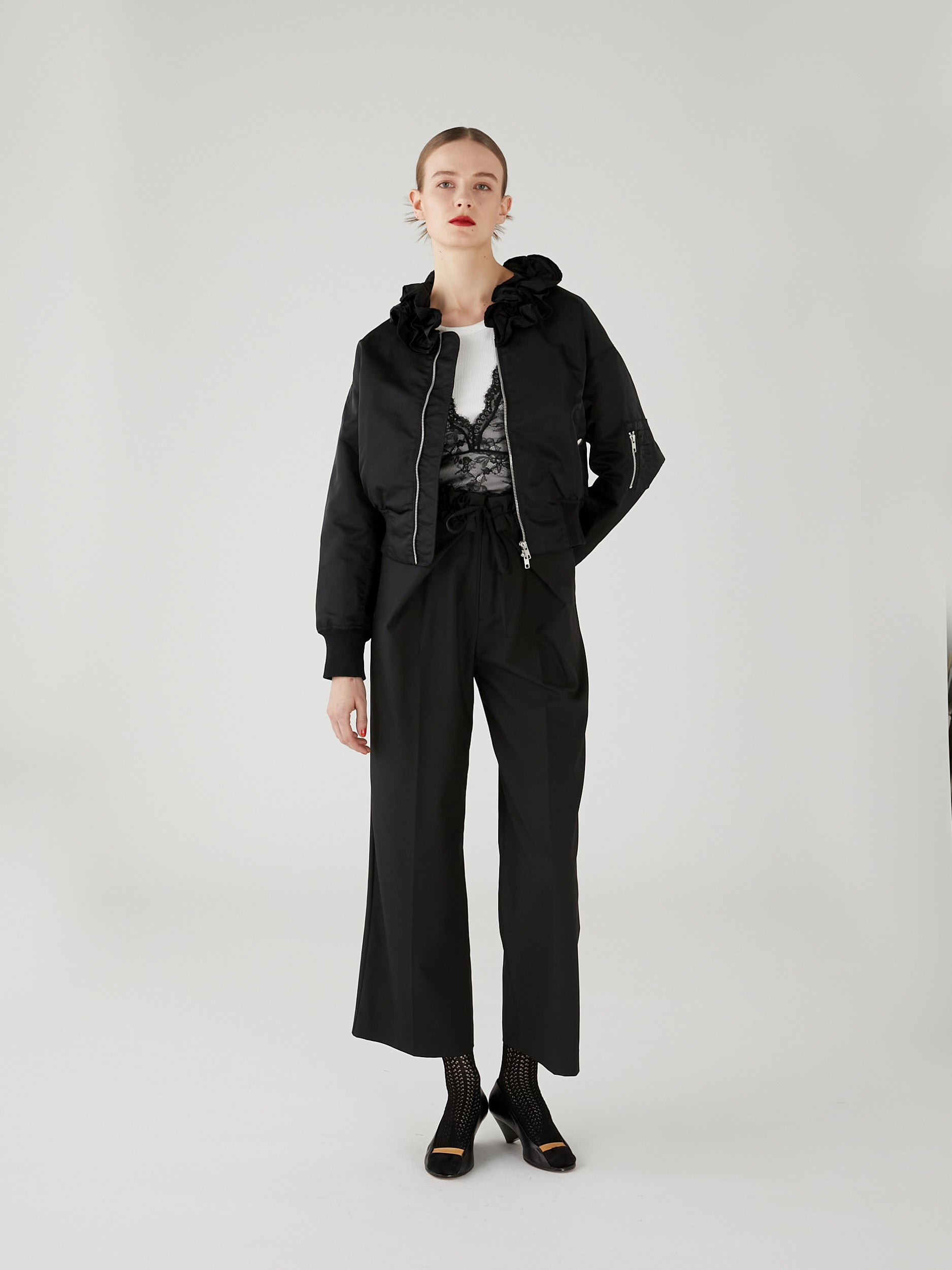 frill collar MA1 |BLACK