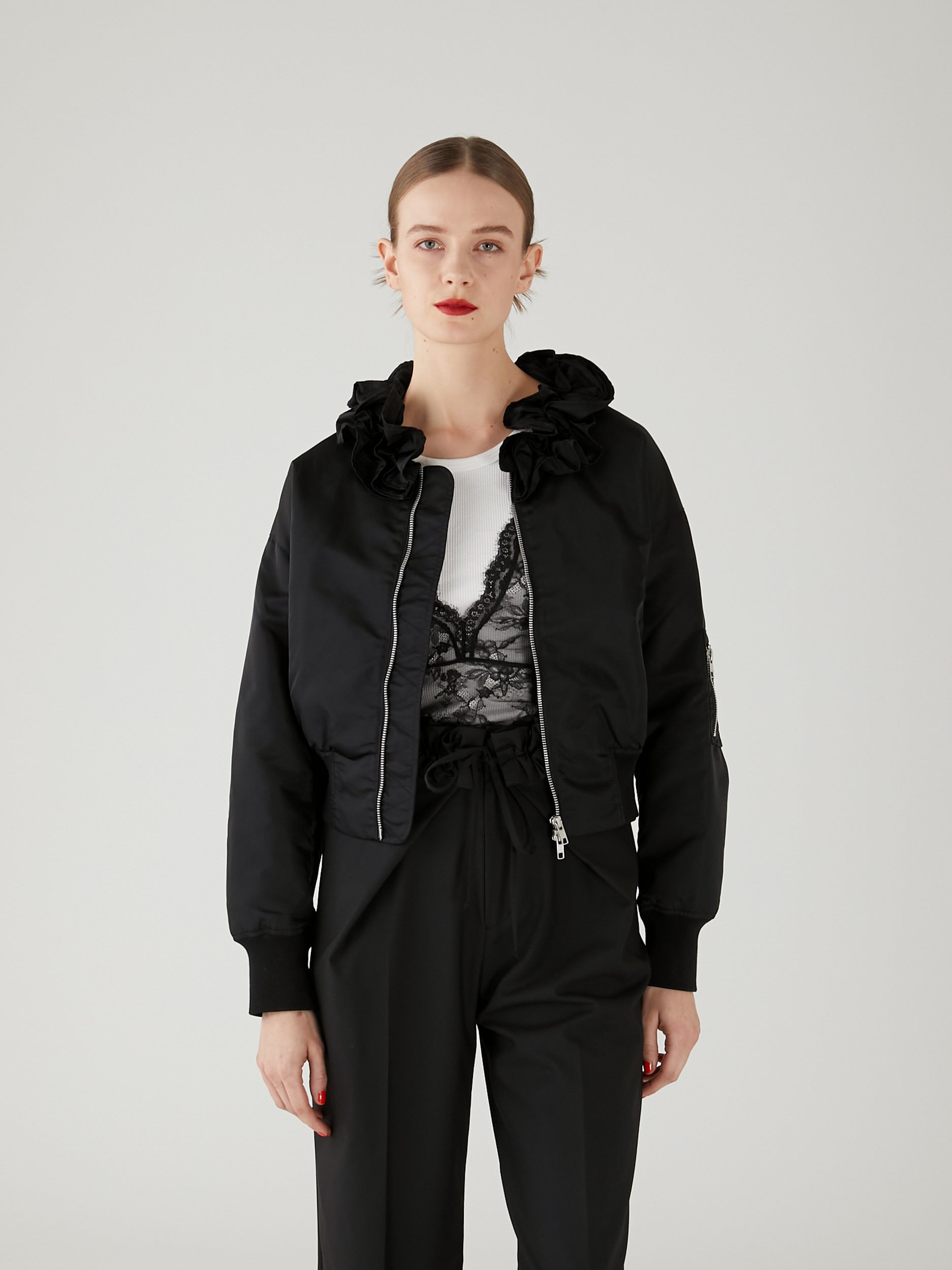 frill collar MA1 |BLACK