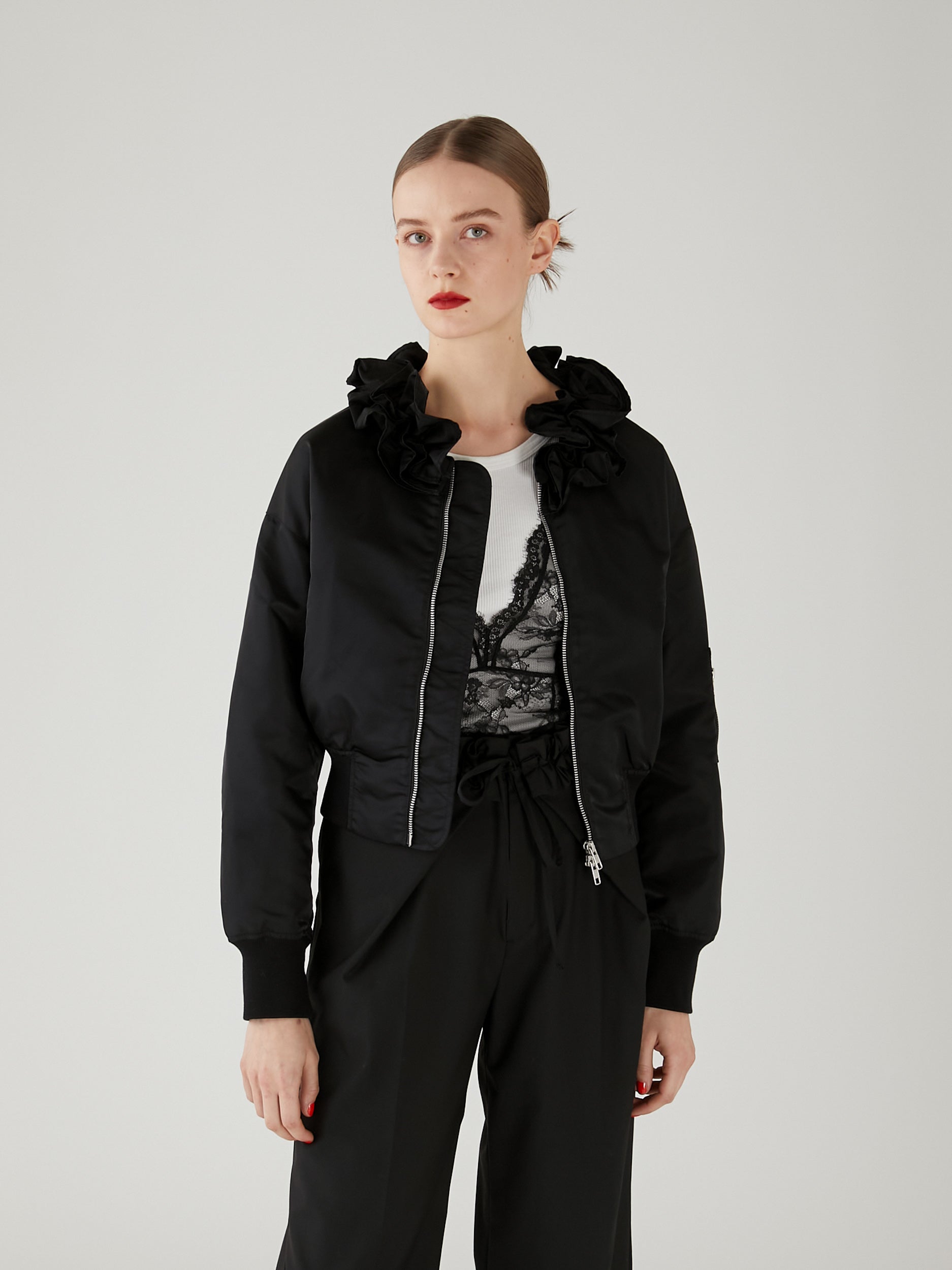 frill collar MA1 |BLACK