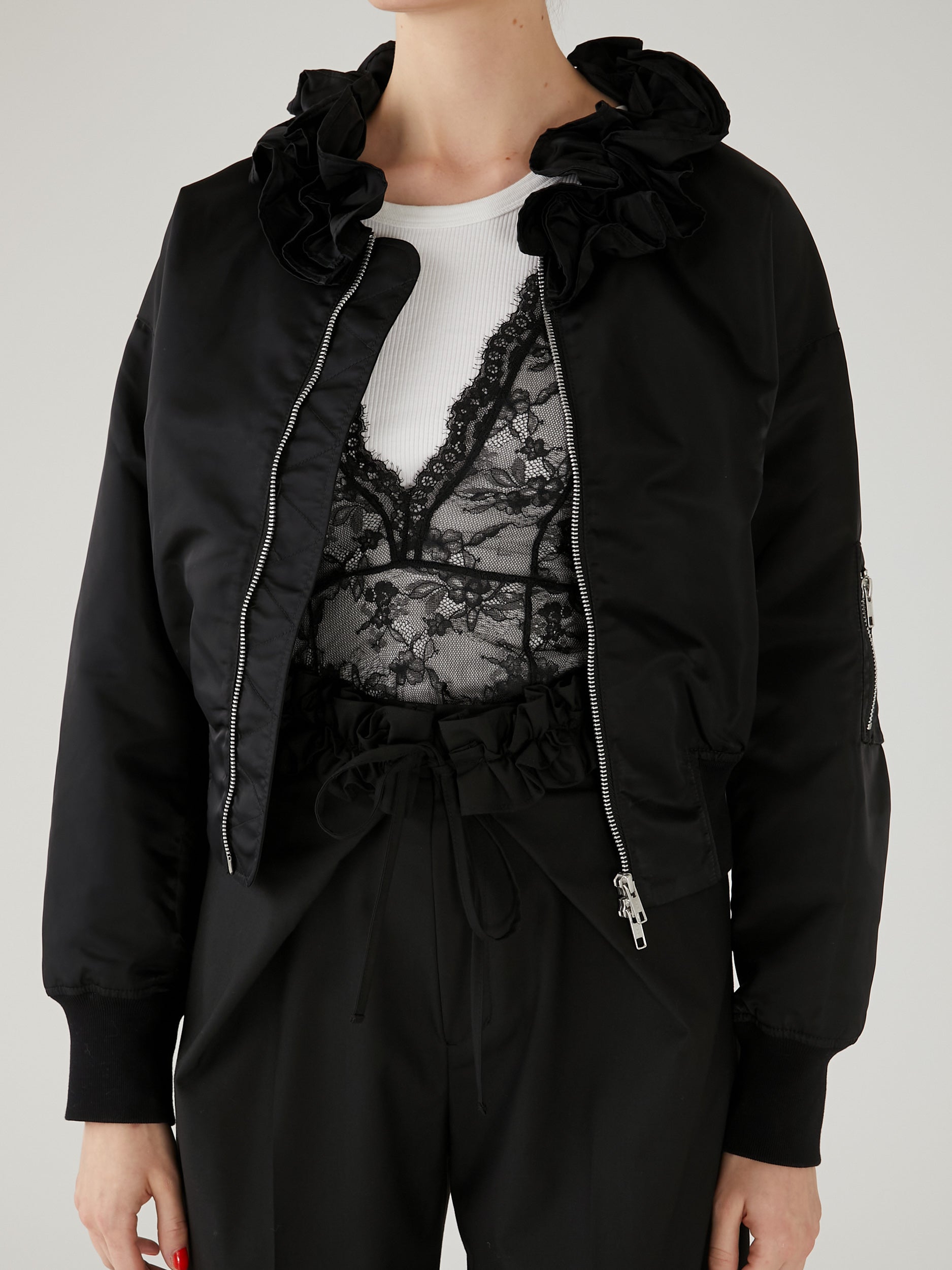 frill collar MA1 |BLACK