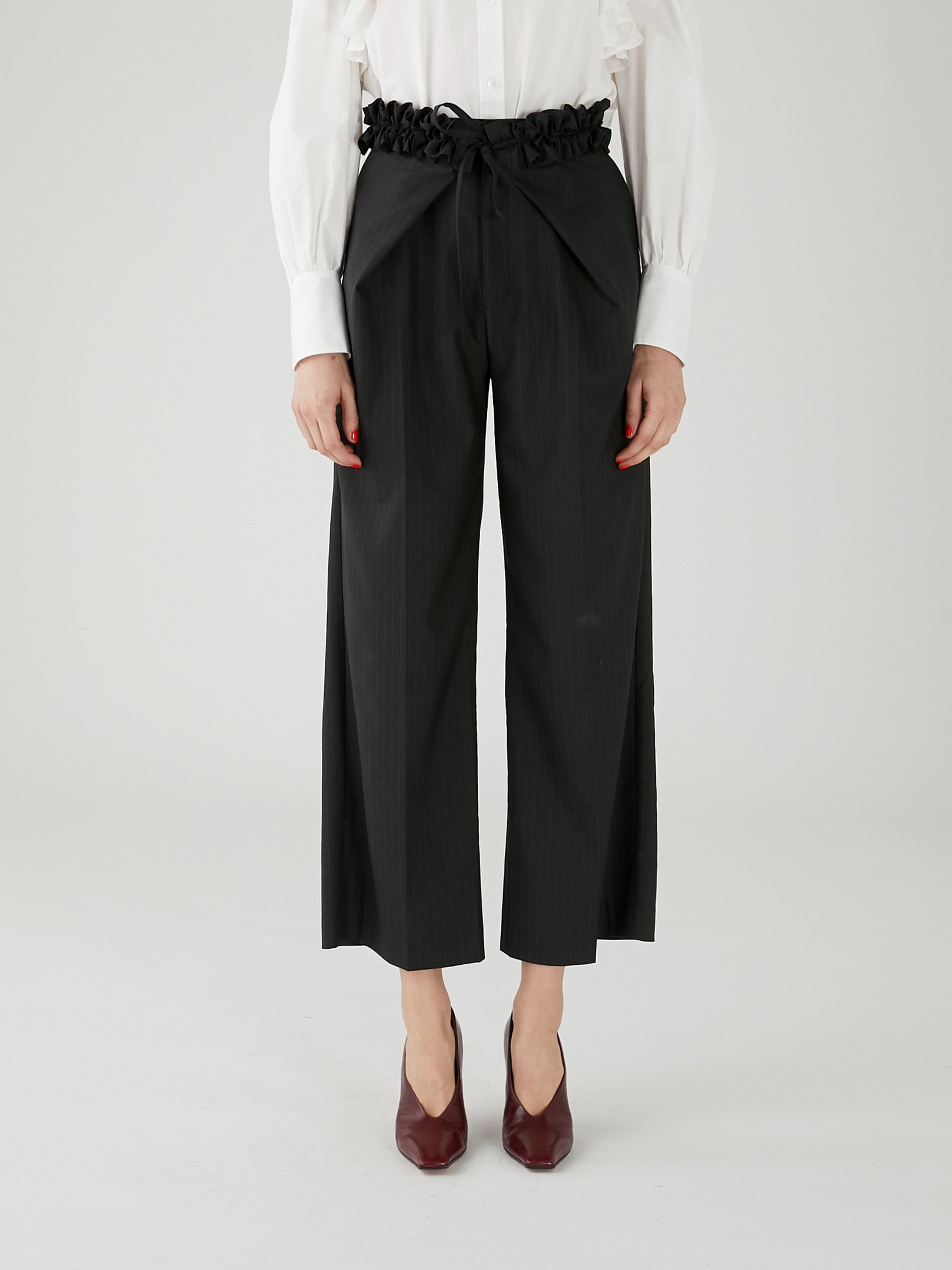 frill belt trousers|GRAY