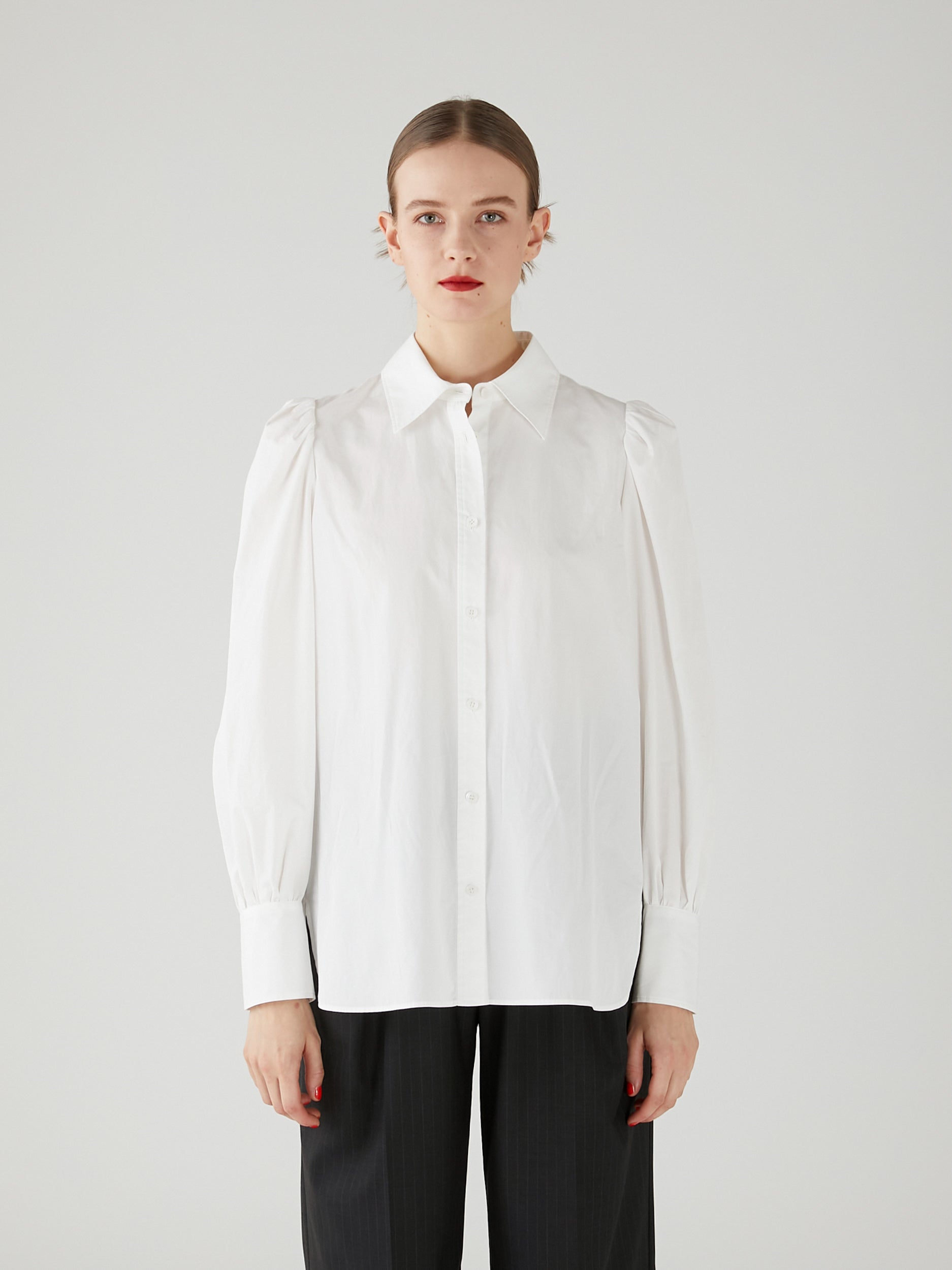 gathered cami puff sleeve shirts|WHITE