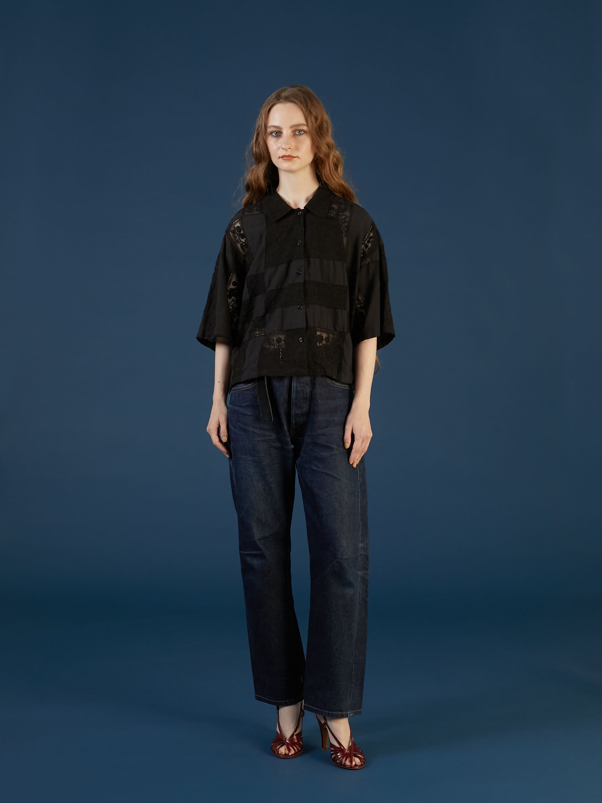 patchwork embroidery shirts|BLACK
