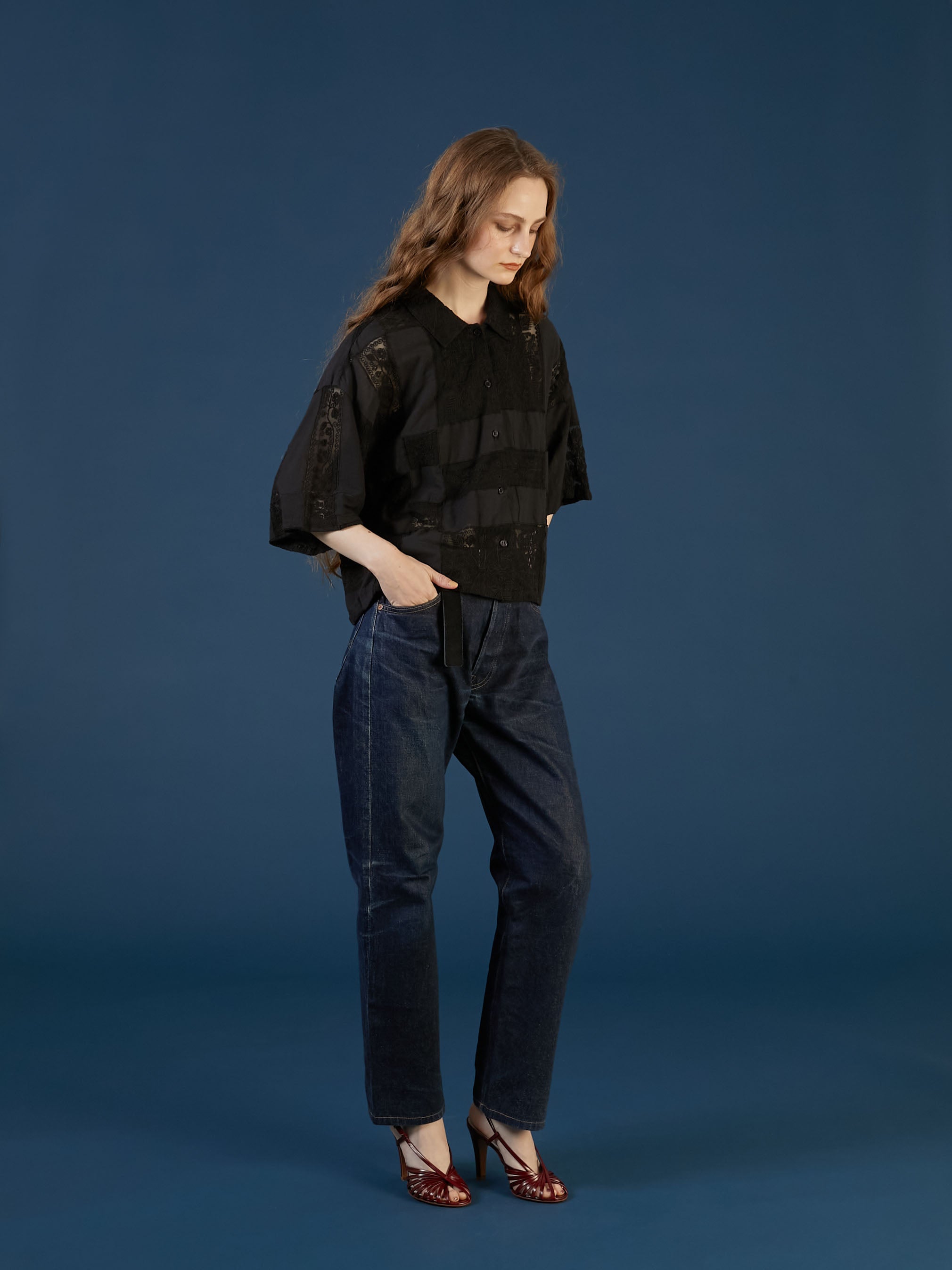 patchwork embroidery shirts|BLACK