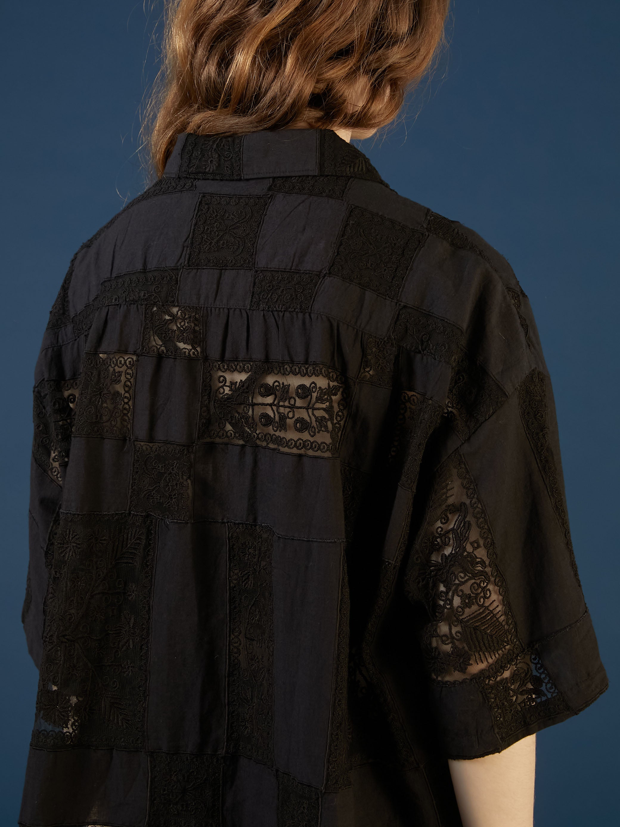 patchwork embroidery shirts|BLACK