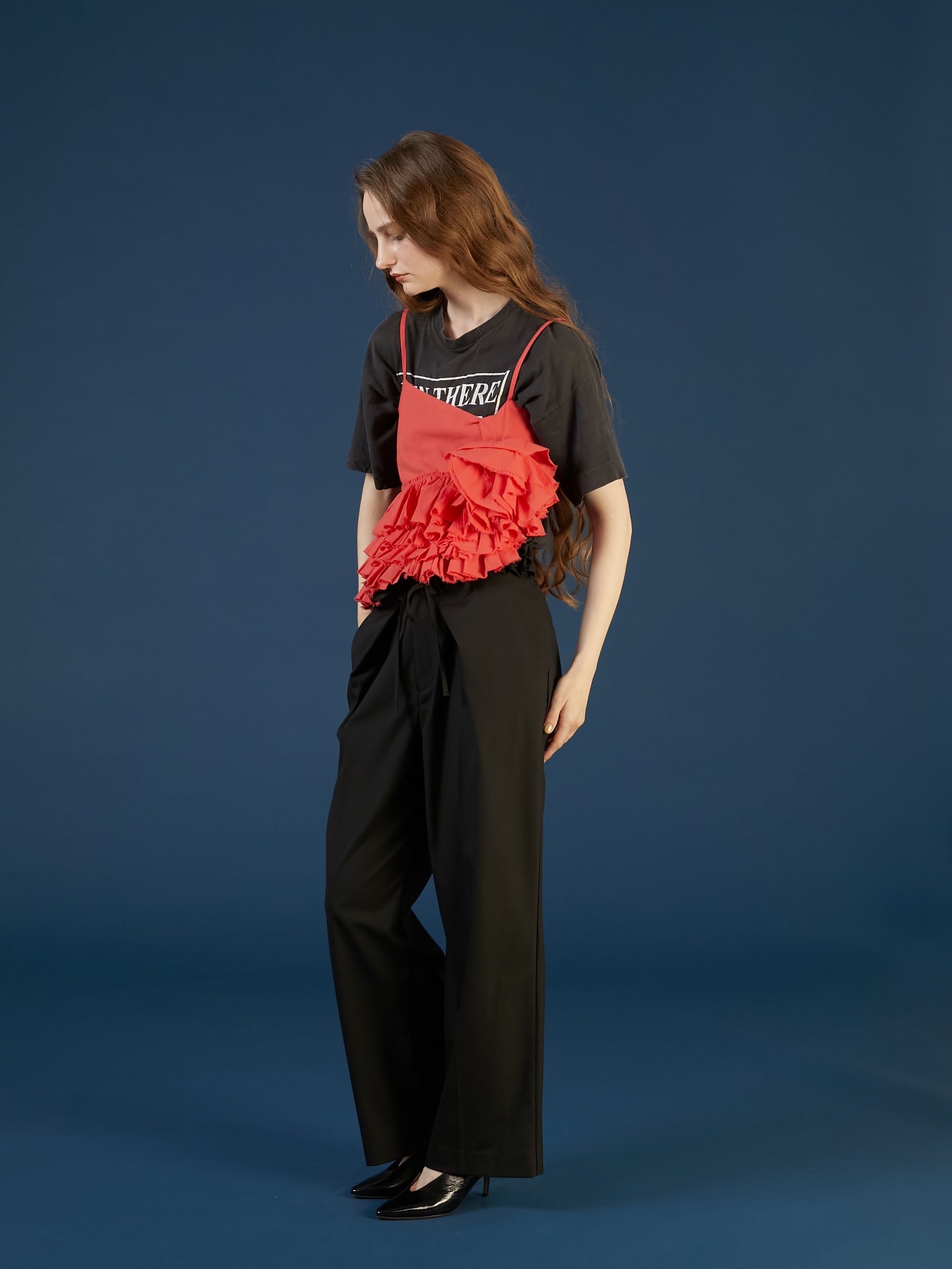 asymmetry flower cami |RED