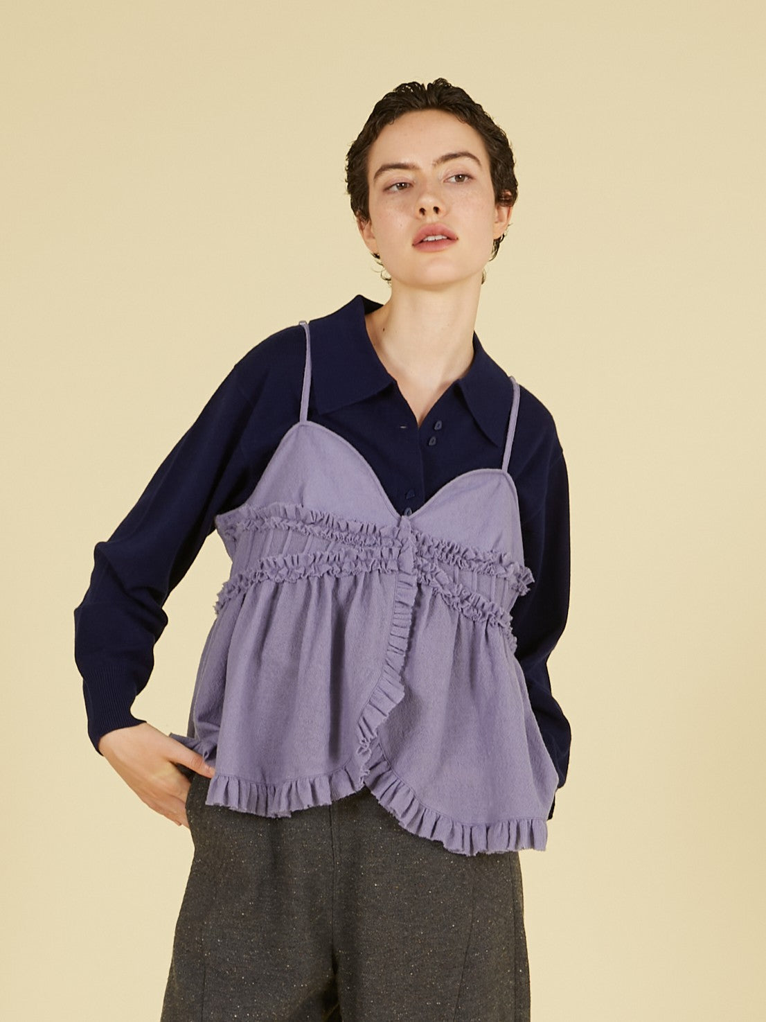 frill monster cami|PURPLE