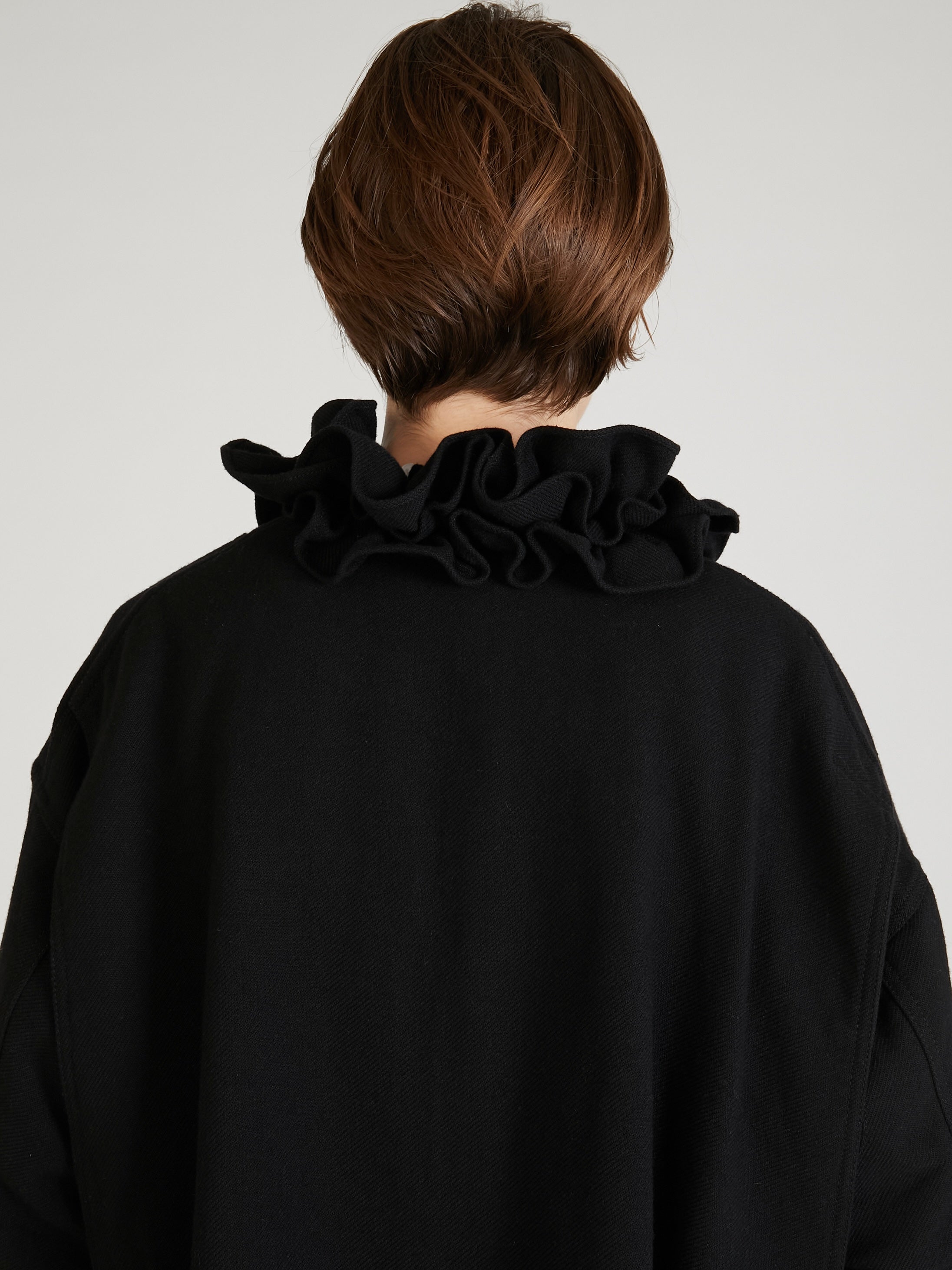 frill collar hunting jacket|BLACK