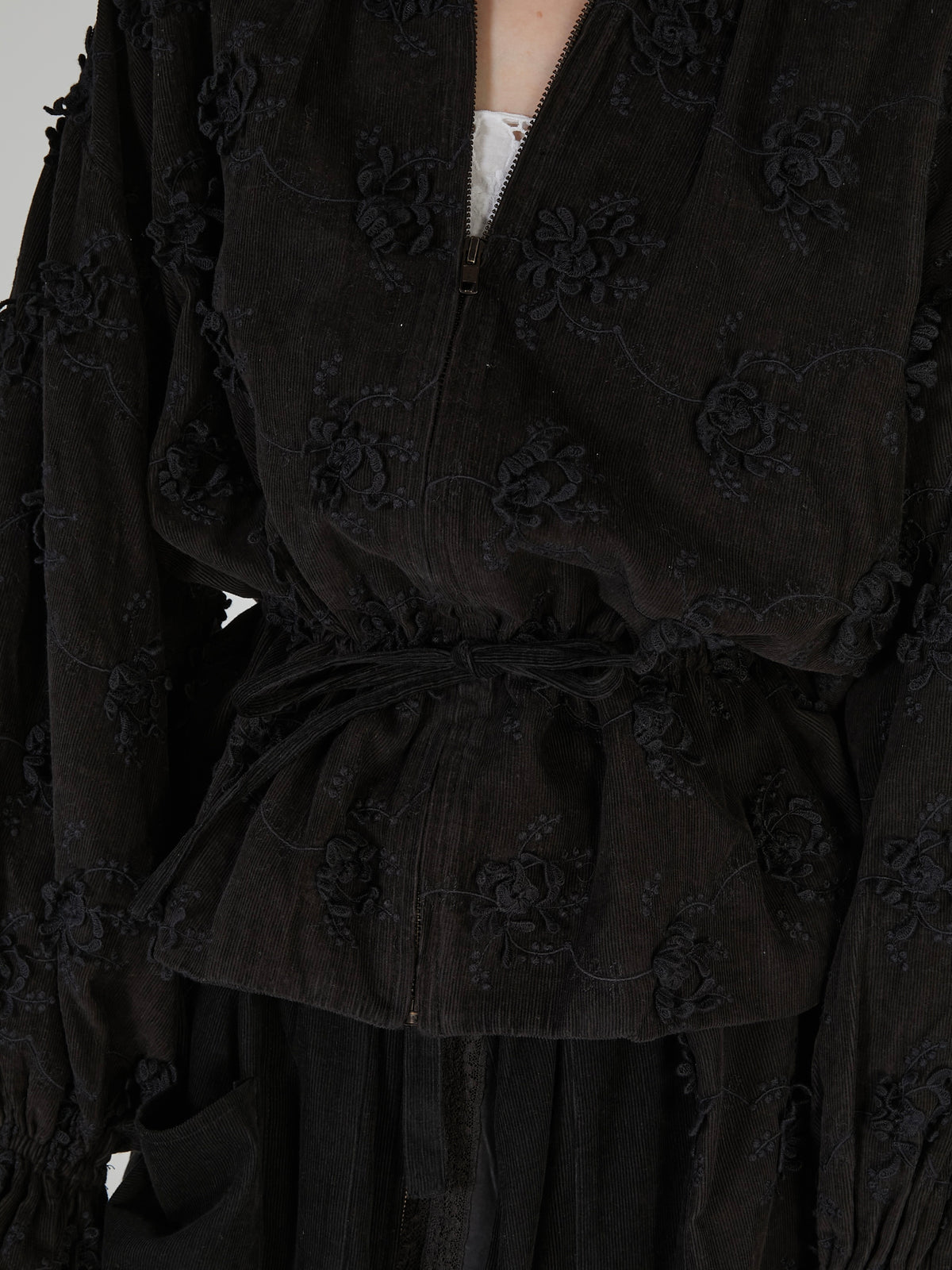 3D embroidery corduroy blouson|BLACK