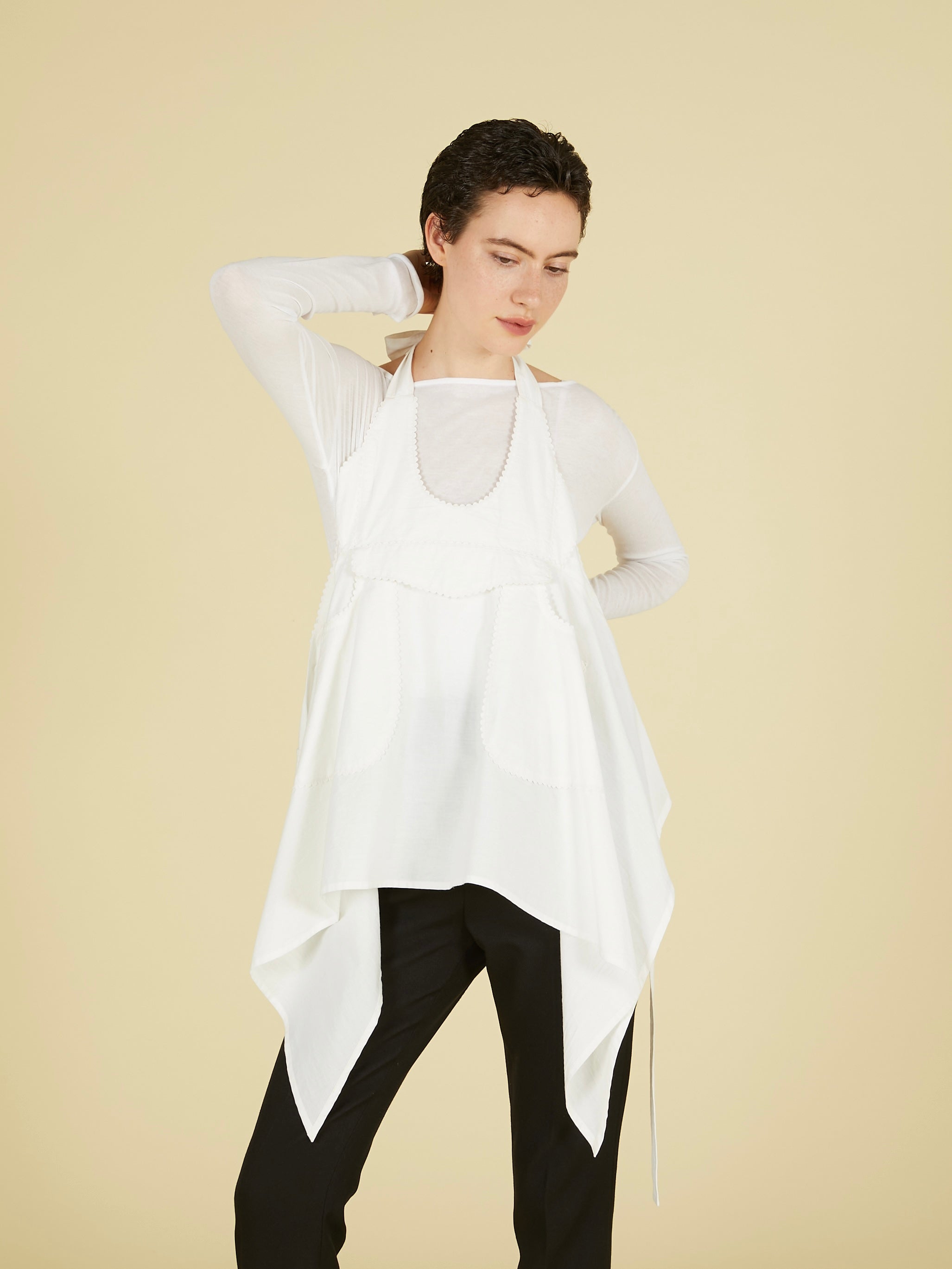 apron gilet blouse|WHITE