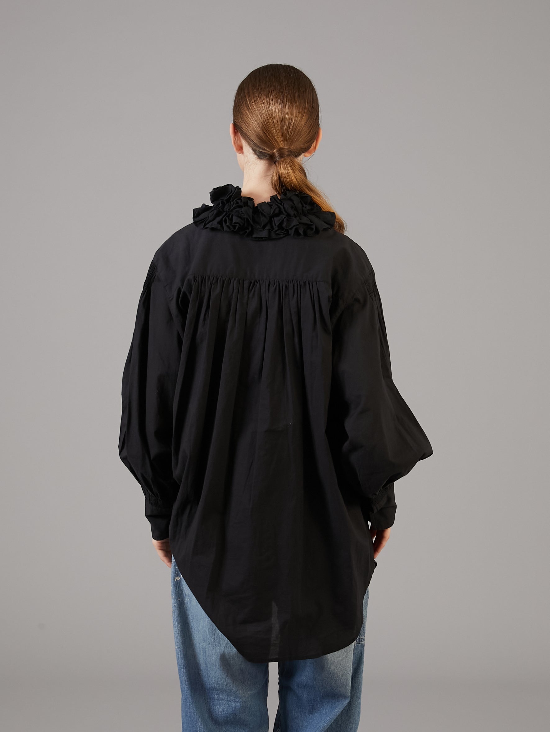 cotton frill collar shirts │ BLACK