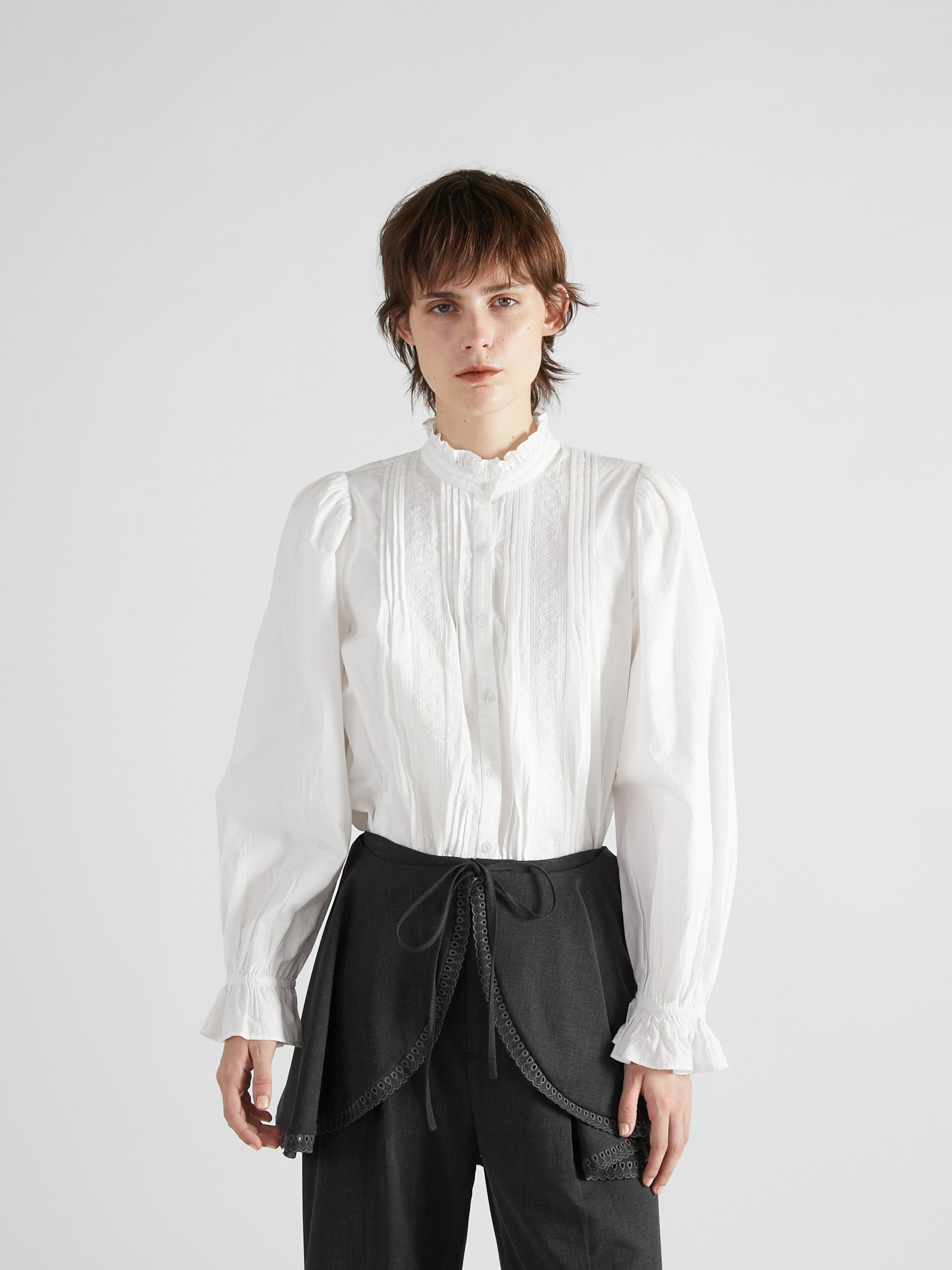 rebuilt neck embroidery blouse|BLACK