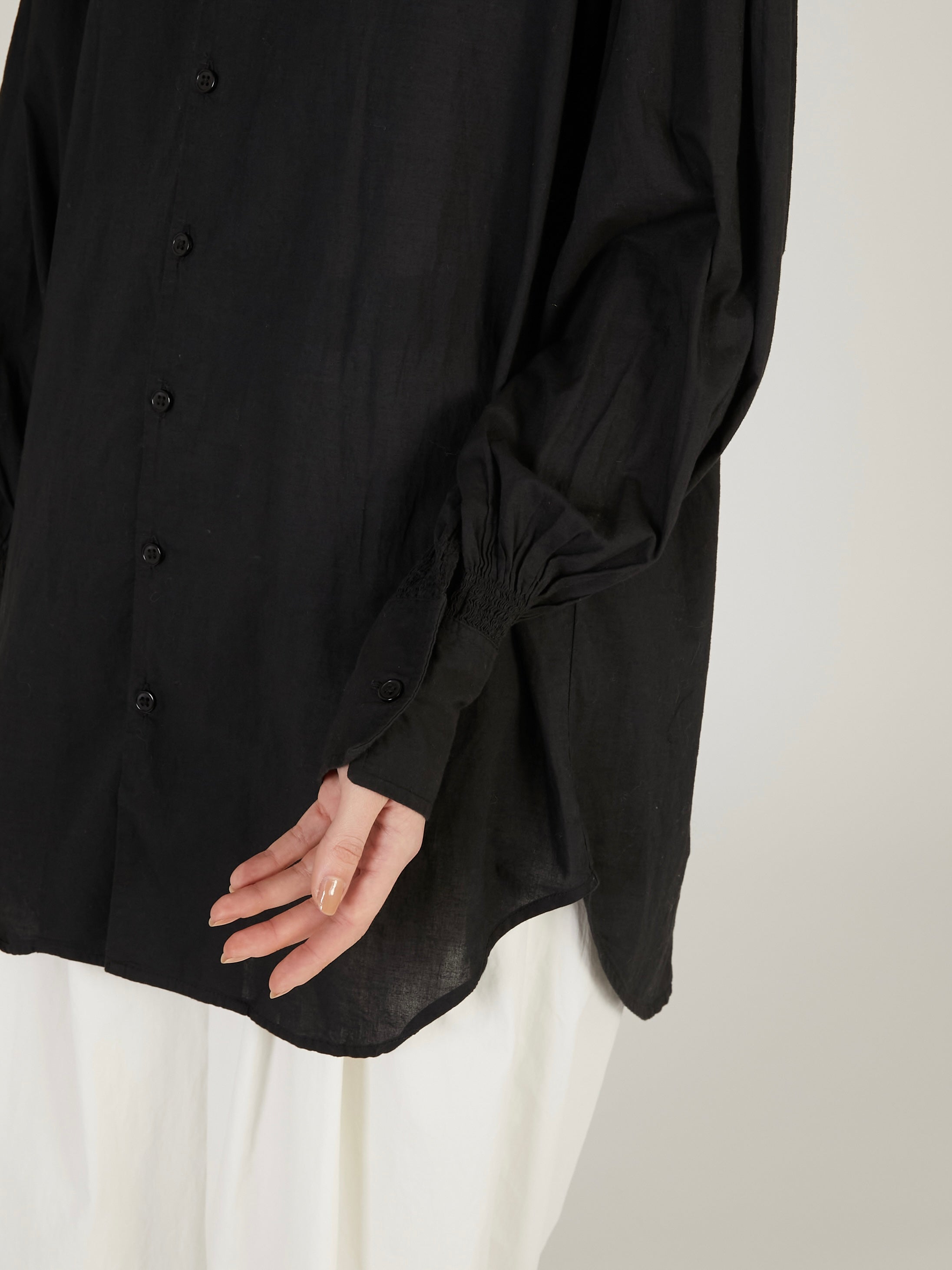 cotton frill coller shirts|BLACK