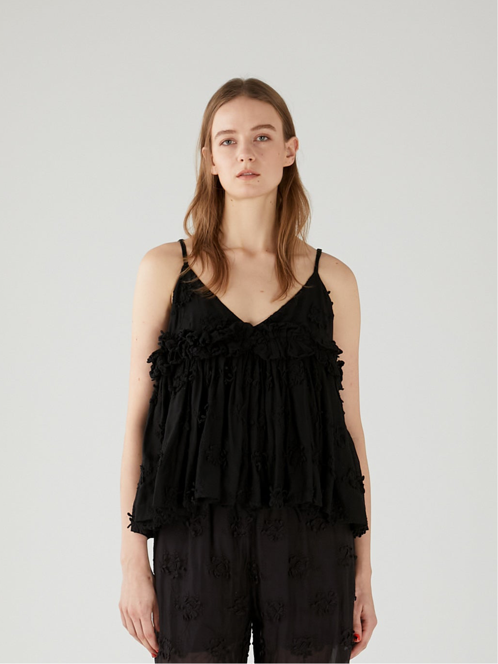 3D embroidery camisole | BLACK 3D embroidery camisole | BLACK
