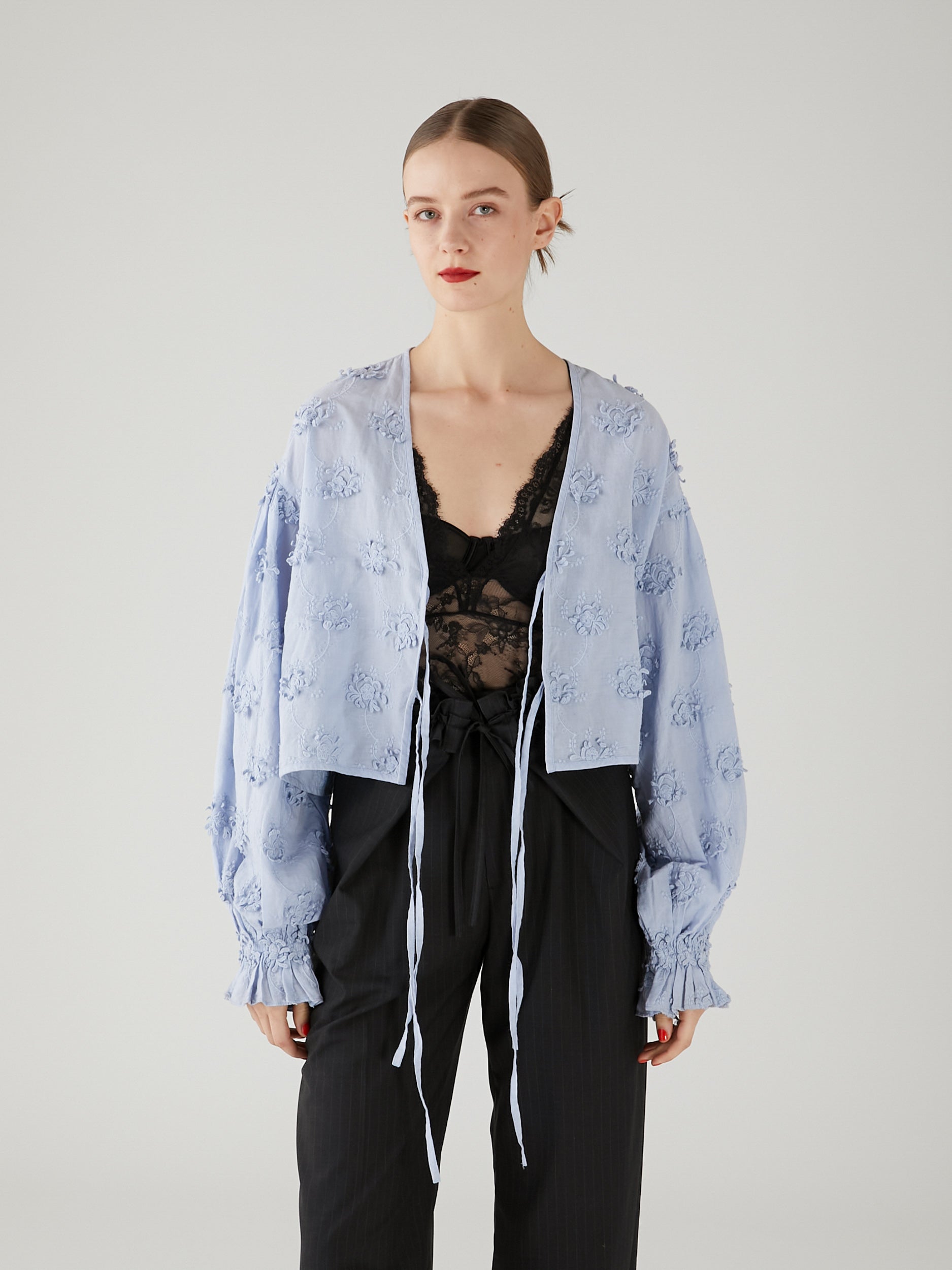 3D embroidery bolero | BLACK