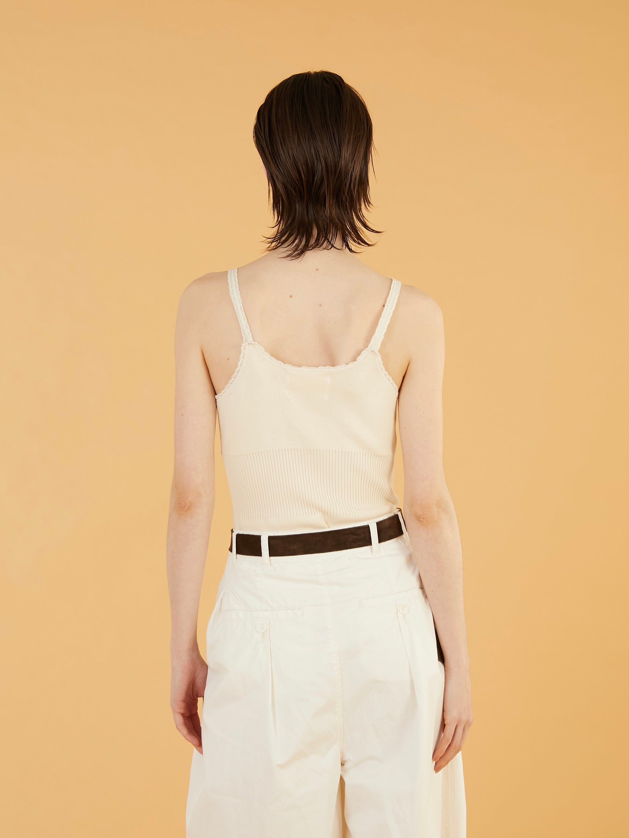 flower jacquard knit camisole|IVORY