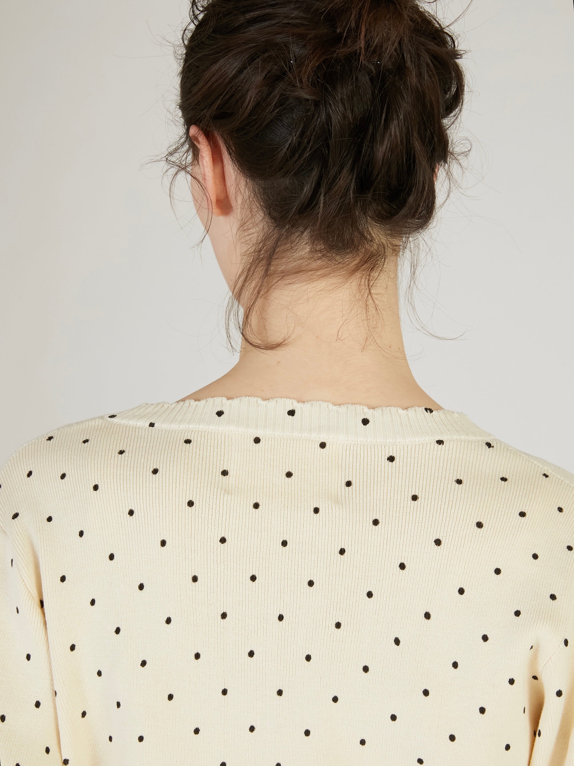 flower Jacquard dot cardigan|IVORY