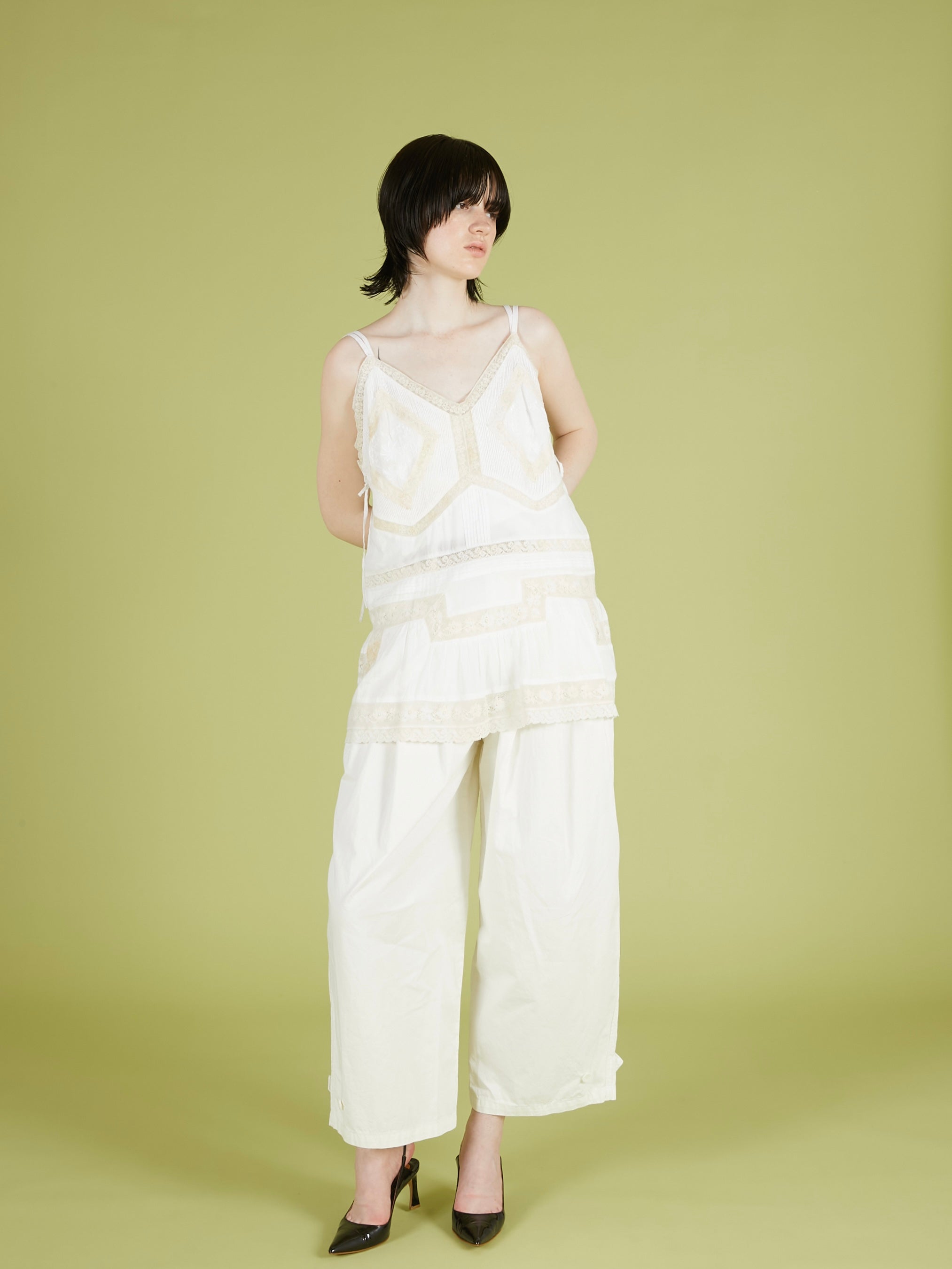 hand tuck lace camisole|WHITE