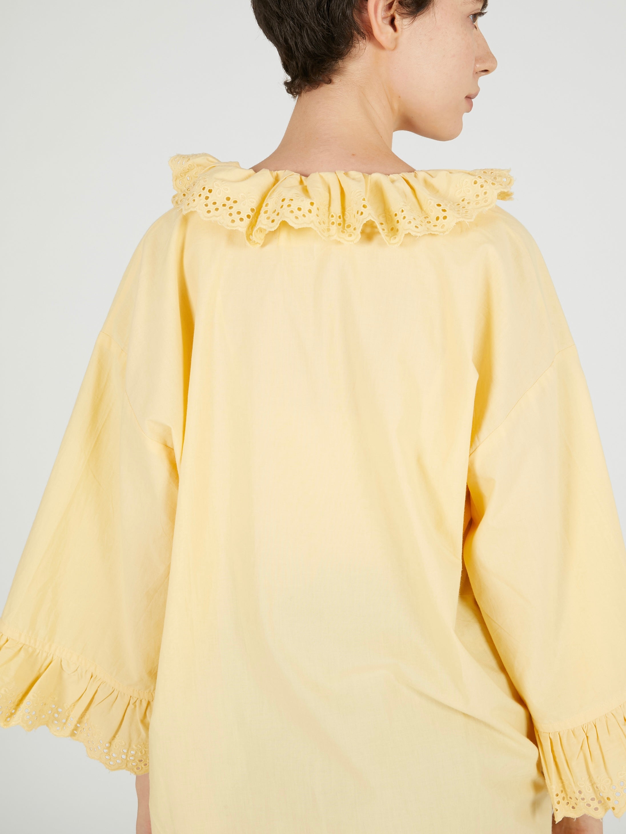 frill gawn blouse|BEIGE