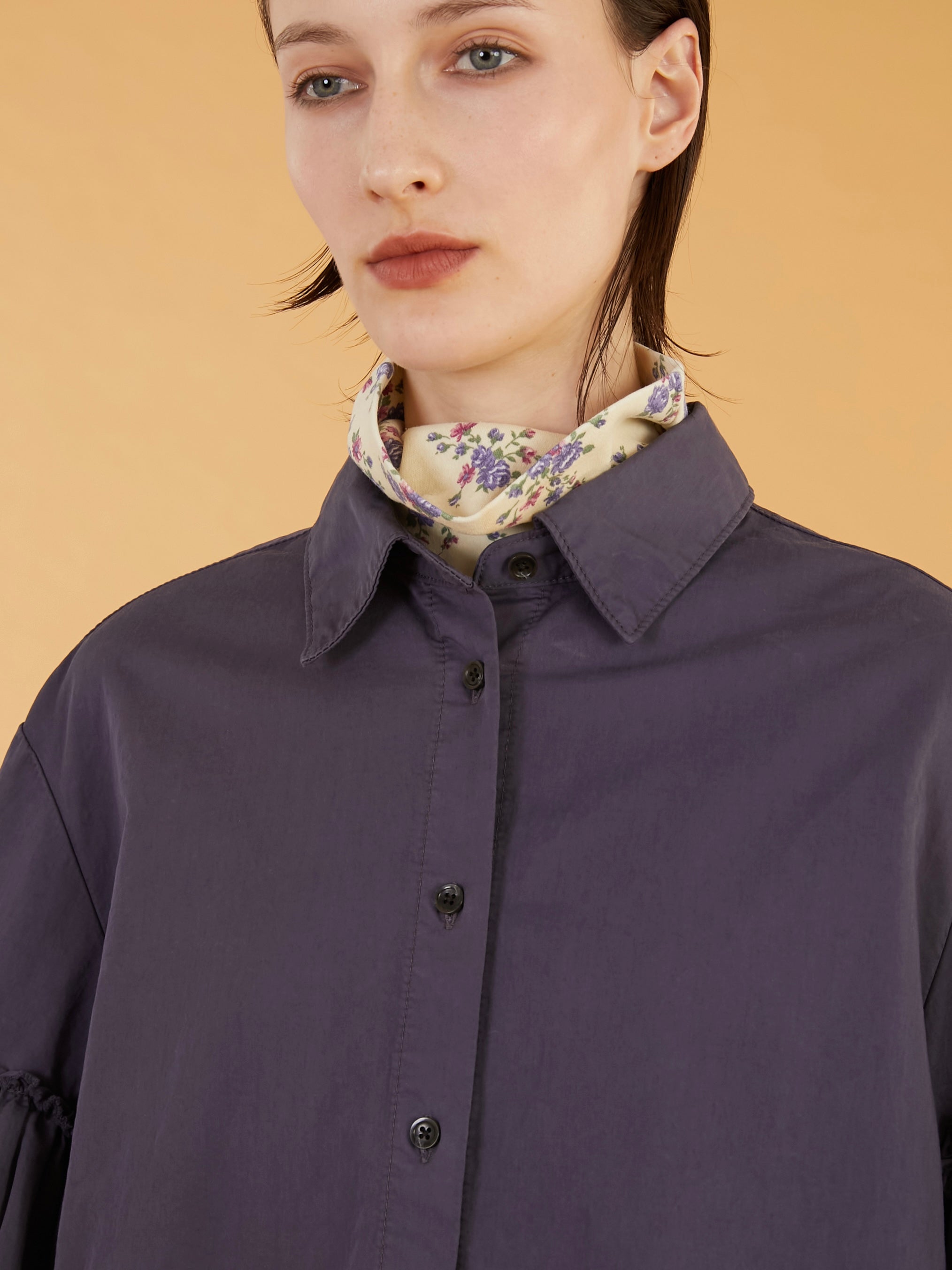 garment dye frill shirts|NAVY
