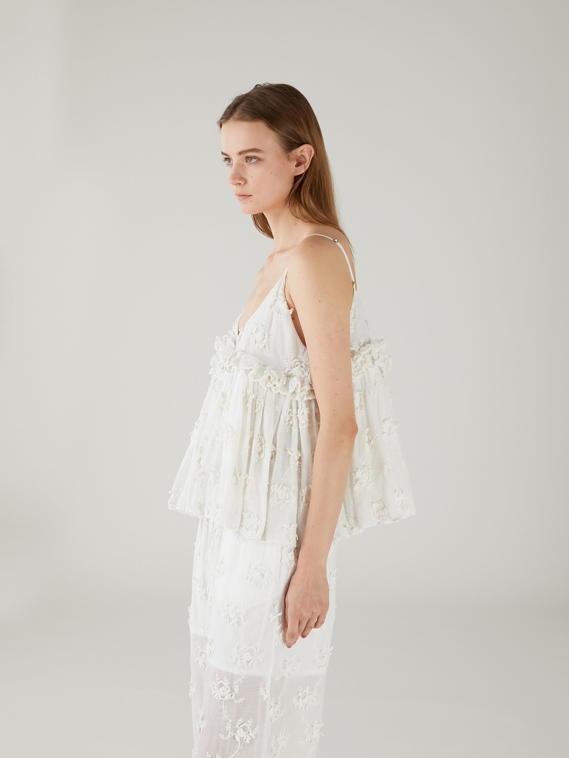 3D embroidery camisole | WHITE