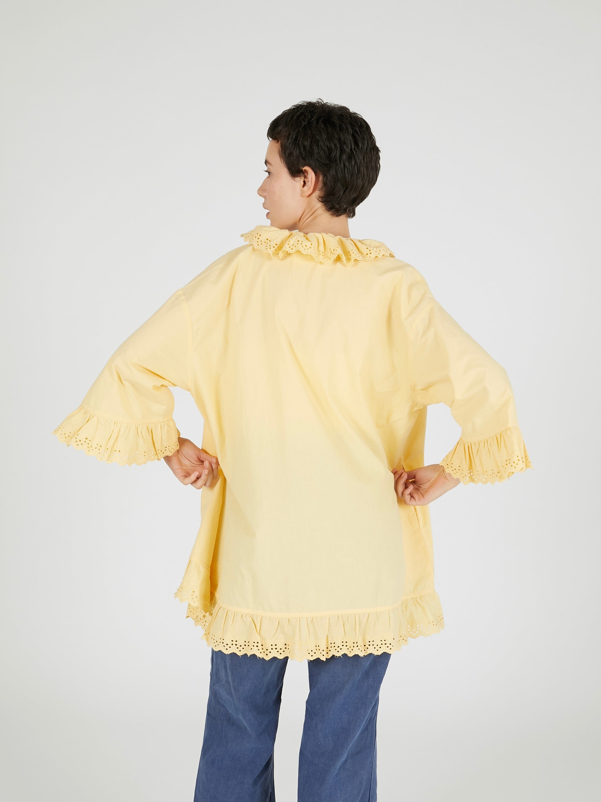 frill gawn blouse|BEIGE