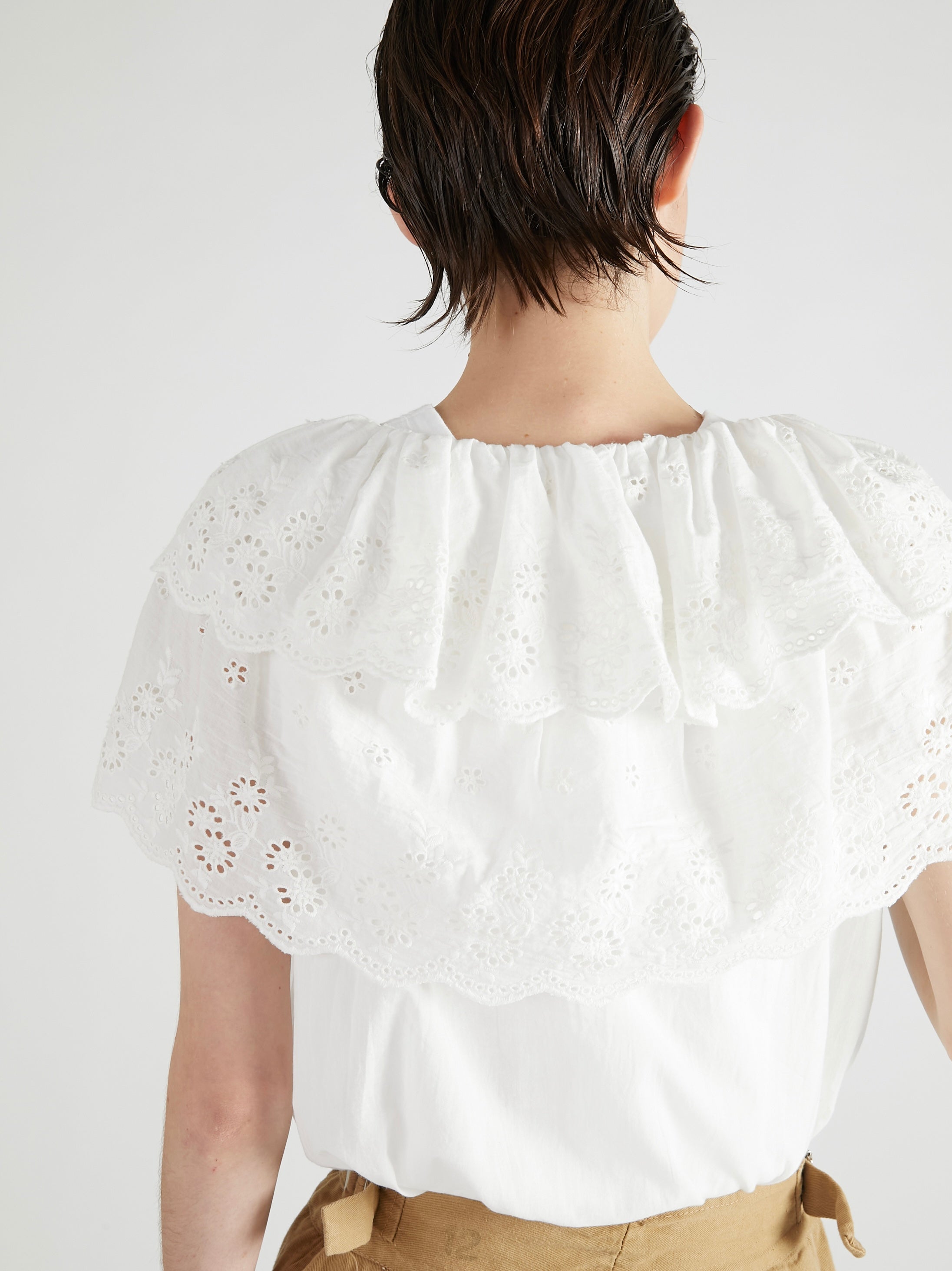 cutwork embroidery blouse | WHITE