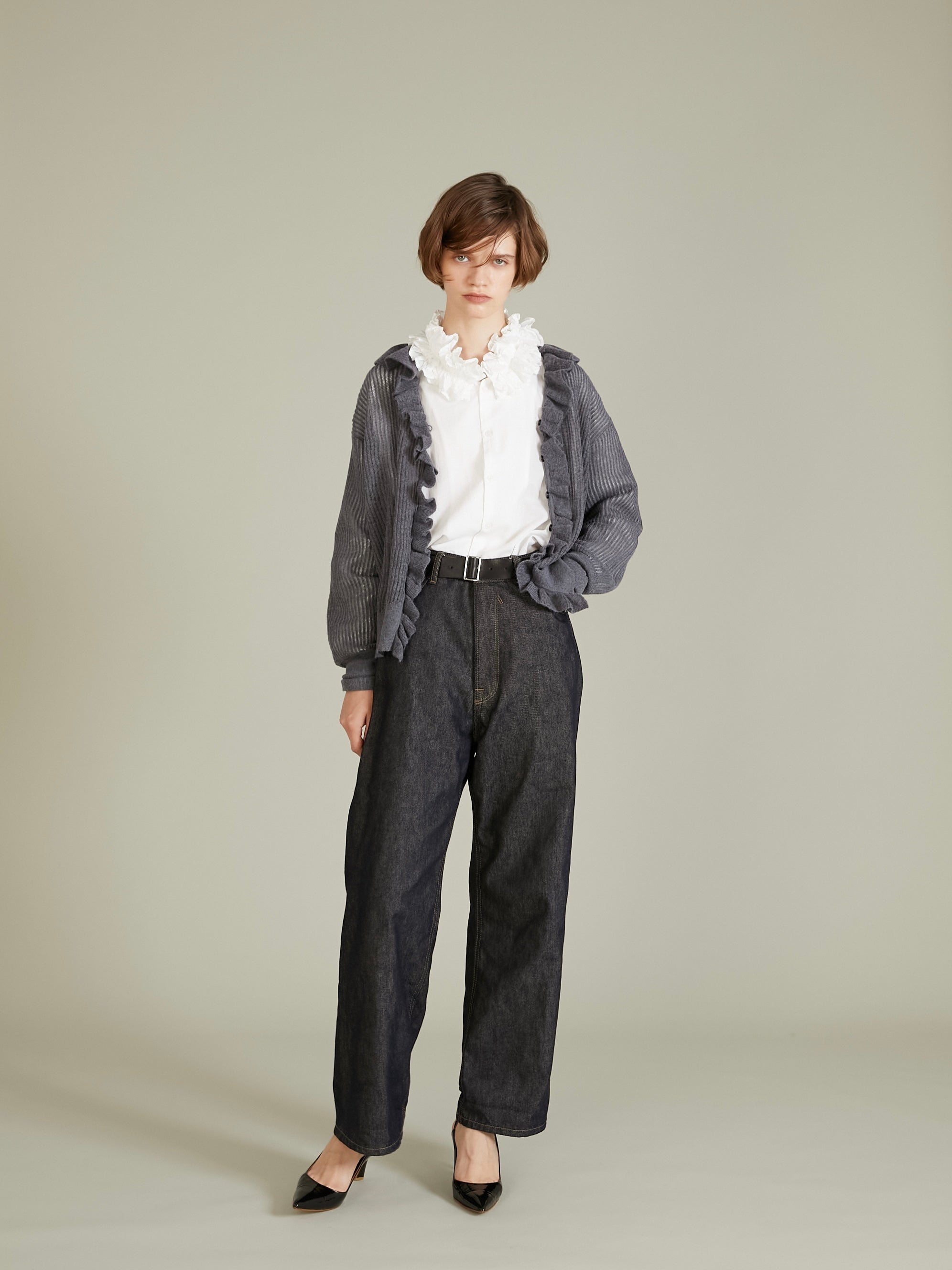 cotton frill collar shirts|WHITE